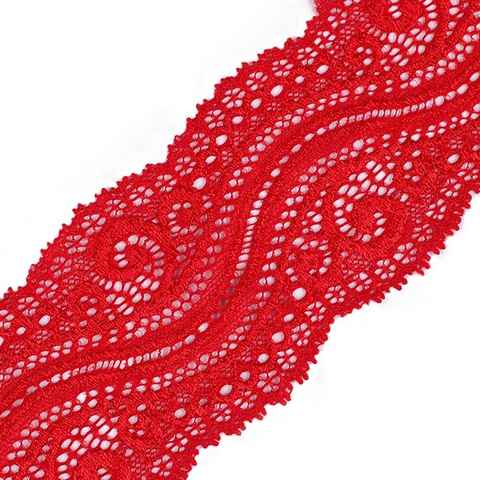 maDDma Stoff 1m extravagante elastische Spitze, 65mm breit, rot
