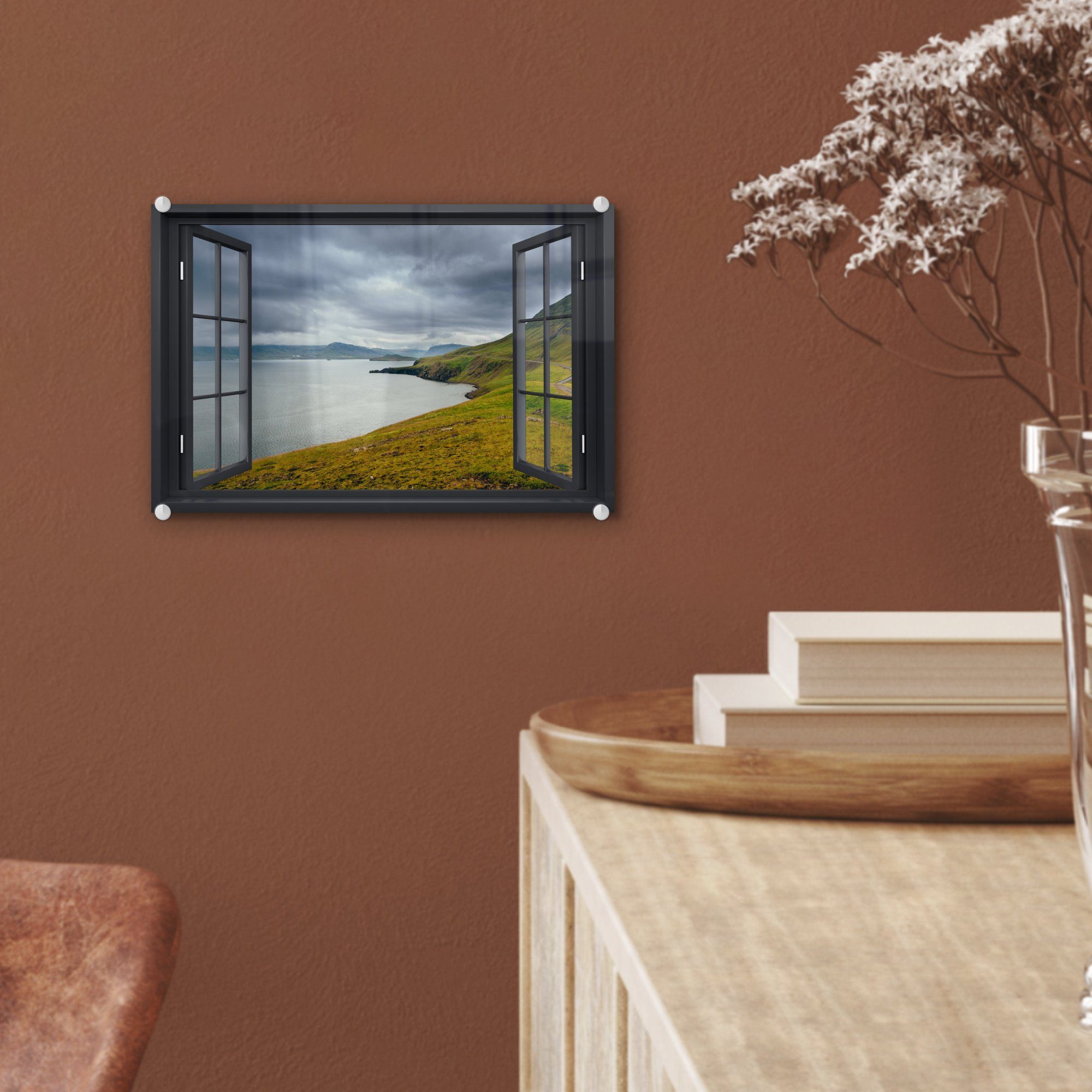 auf - Acrylglasbild auf - - Wandbild MuchoWow Natur - - Bilder Aussicht St), Glasbilder Glas Glas Wanddekoration (1 Foto See,