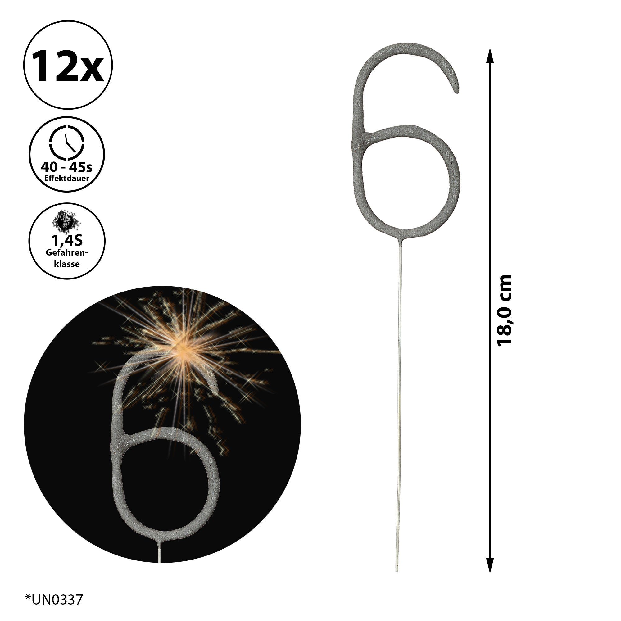 CEPEWA Geburtstagskerze Wunderkerze Zahl Sechs 12er günstig online kaufen