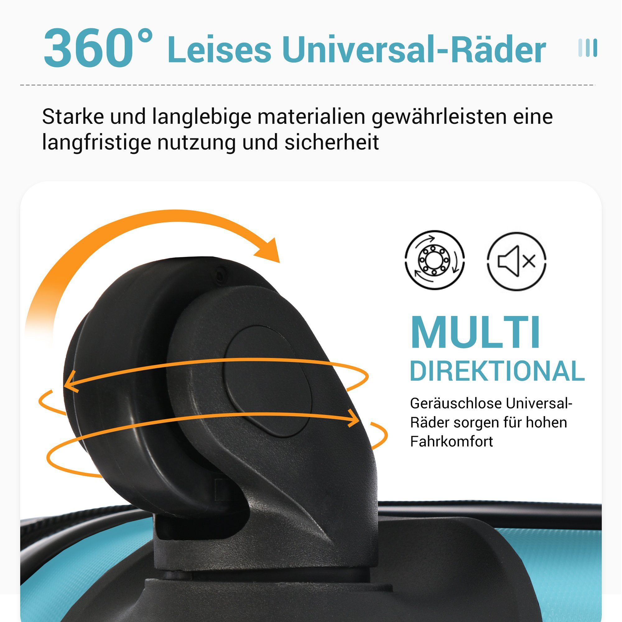 Reisekoffer SPLOE Hartschalen-Trolley Handgepäck, Universal- 360° Rollkoffer Kunststoff Stauraum Räder leises Hartschalen-Koffer Material-ABS Blau HAUSS Viel