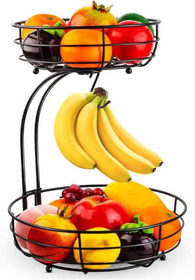 OBOSOE Obstschale »Obstschale mit Bananenhalter«Metall Doppelschichtiger Obstkorb«