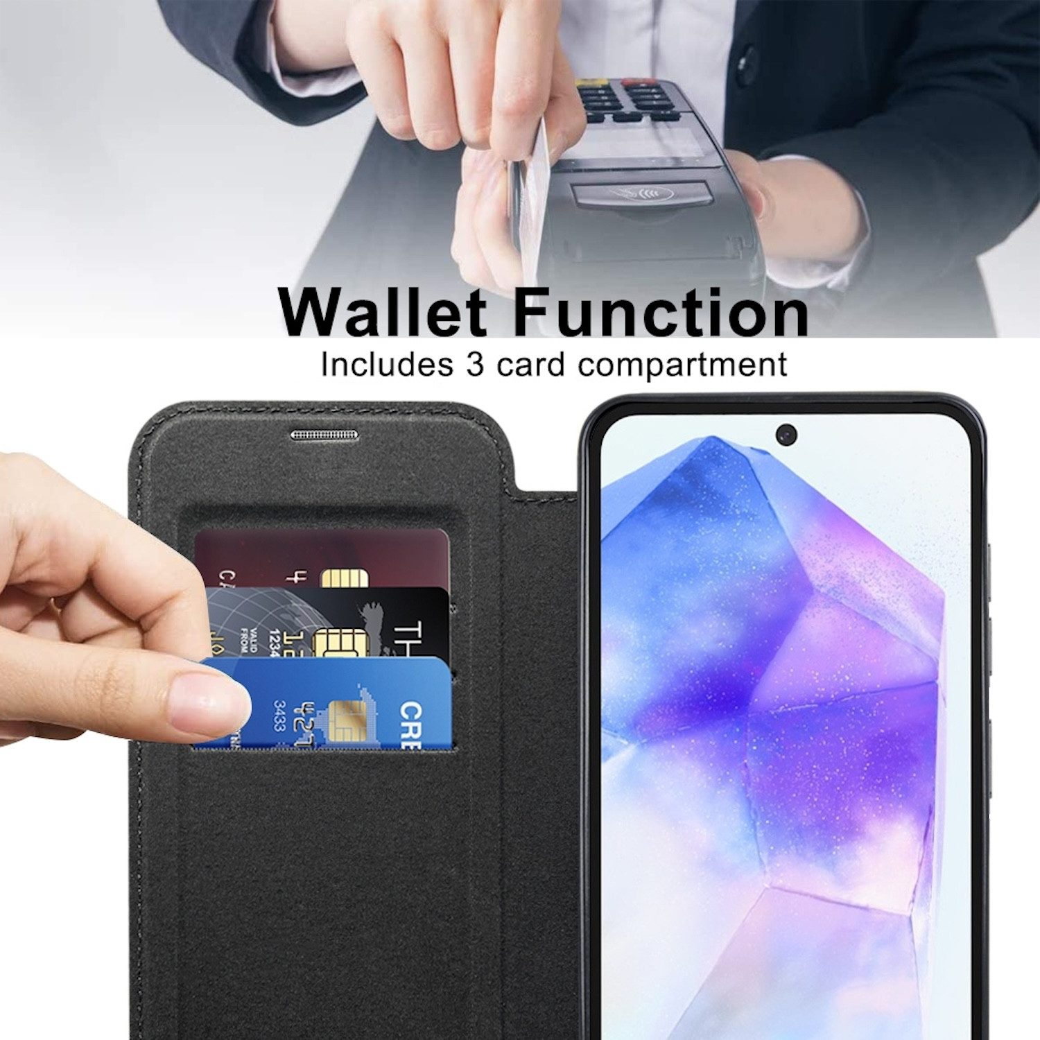Wigento Handyhülle Für Samsung Galaxy A55 360 Grad Full Magsafe Anti Datenklau Schwarz