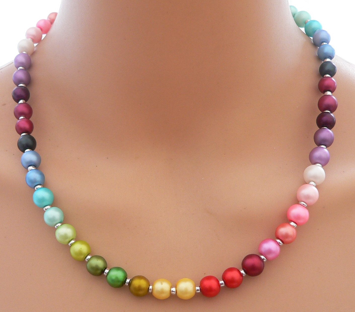 traumschmuck Perlenkette 441f Halskette Glas-/Muschelkernperlen seidenmattm günstig online kaufen