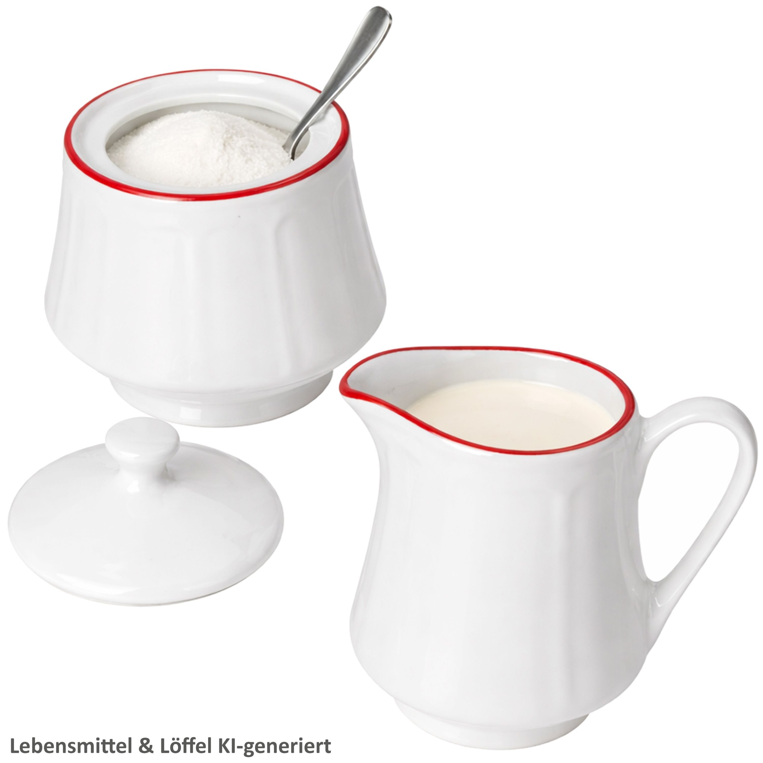MamboCat Milch- und Zuckerset MamboCat 2tlg Set Hedda Milchkännchen & Zuckerdose Porzellan weiß rot, Porzellan