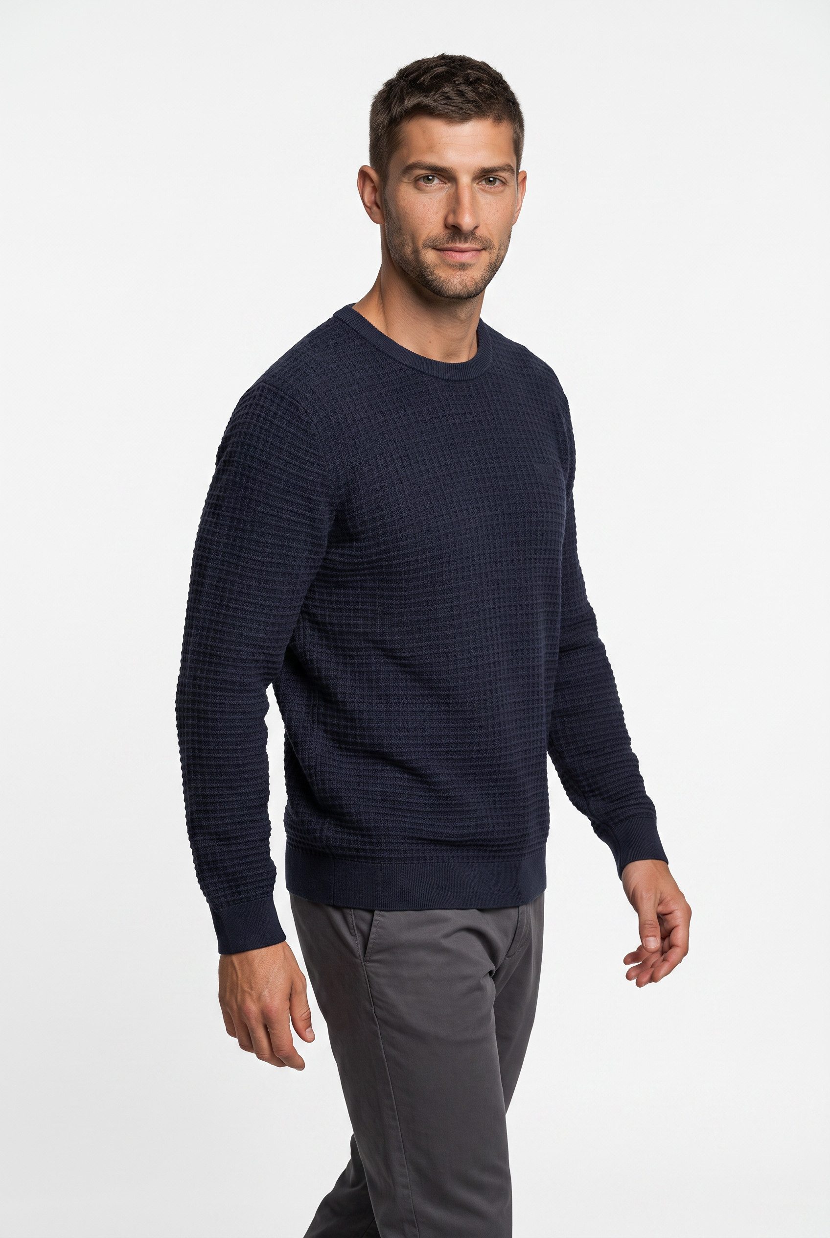 Gant Rundhalspullover COTTON TEXTURE C-NECK Regular fit mit Rundhalsausschnitt