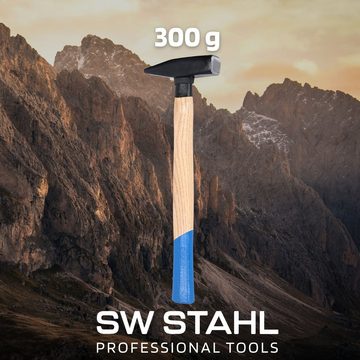 SW-STAHL Hammer 50903L Schlosserhammer, 300 g mit Hickory-Holzstiel, mit Stielschutz