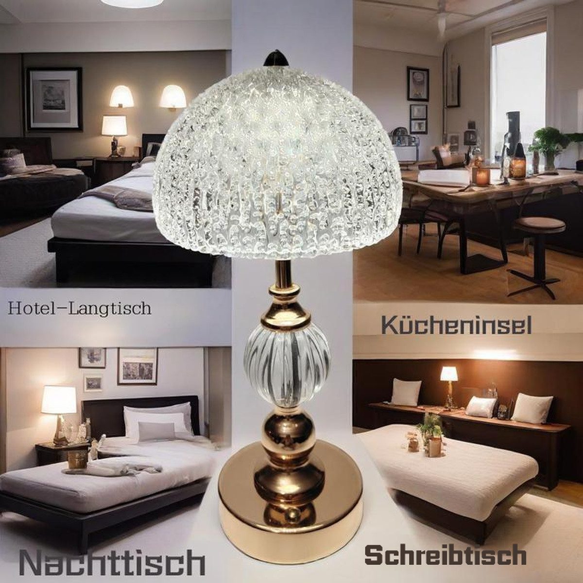 Luckice LED Nachttischlampe Moderne LED Tischlampe–Nachtlicht Nachttischlampe kabellos, 2000-mAh-Batterie, dreifarbige Lichtänderung, stufenlose Dimmung, stilvolle Tischleuchte mit einstellbarer Helligkeit & Warmweiß für Schreibtisch, Schlafzimmer, Wohnzimmer  stufenlos dimmbar, augenschonend & energiesparend