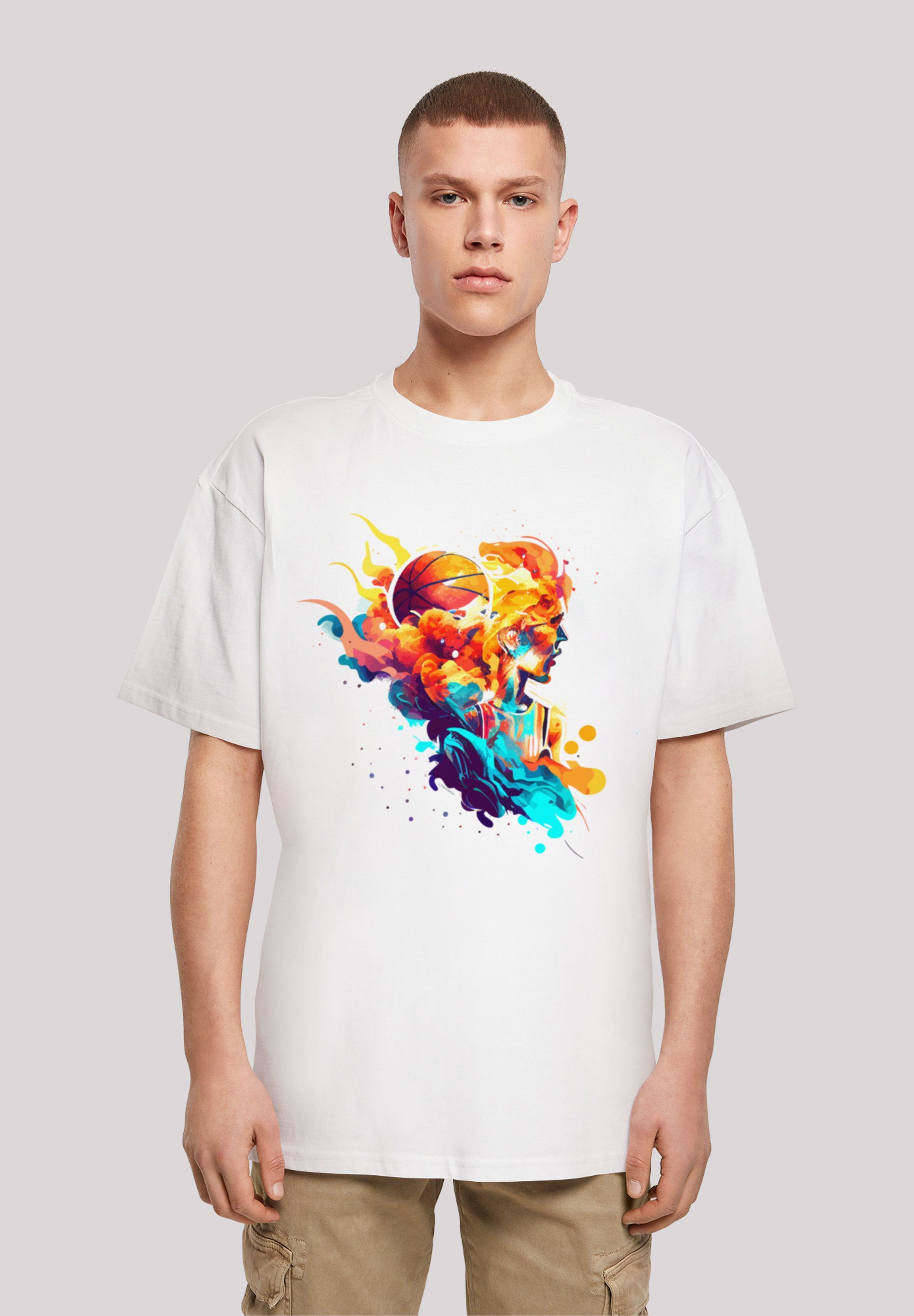 F4NT4STIC T-Shirt Basketball Sport Player OVERSIZE TEE Print weiß