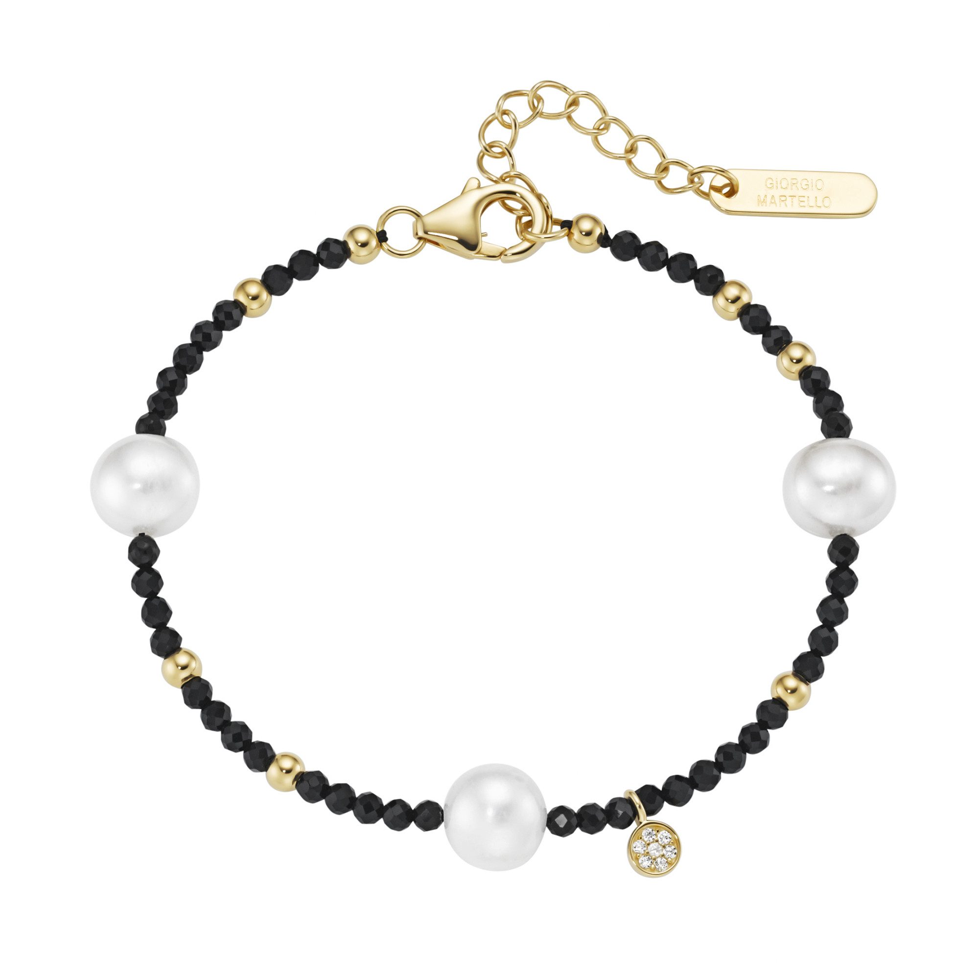 GIORGIO MARTELLO MILANO Armband mit Süßwasser-Perlen und Ziersteinen, Silber 925