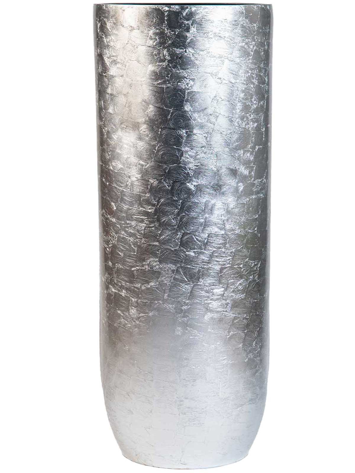 VIVANNO Bodenvase Fiberglas SOLERIO Rund - Silber Blattoptik Hochglanz (1 St), 33x33x80 cm