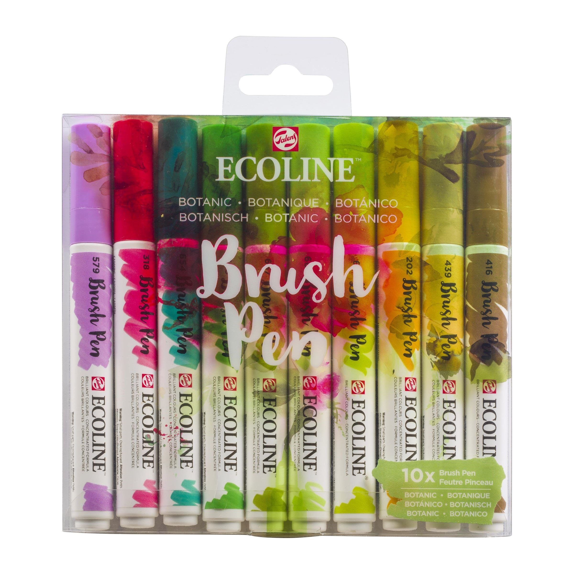 10 Brushpen verschiedene ECOLINE (Botanic) Set Farben Talens Aquarellstifte