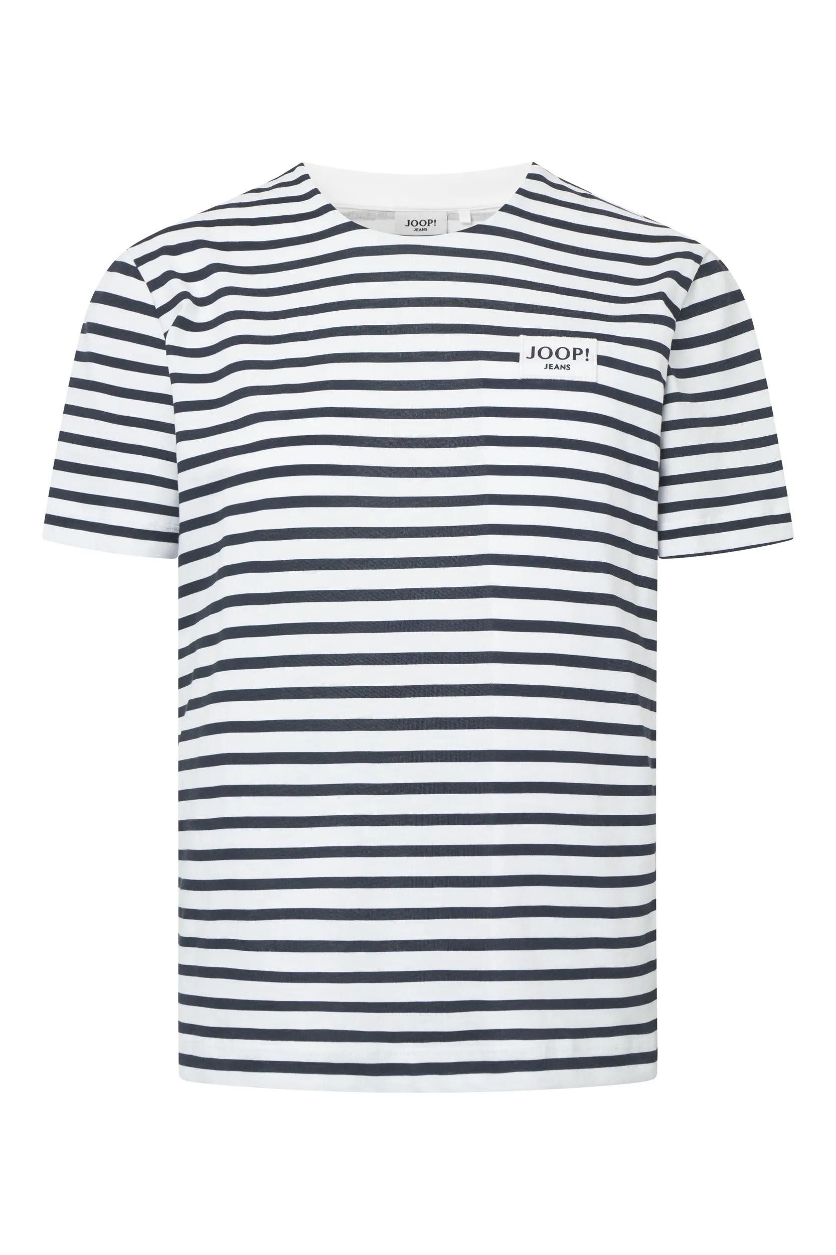 Joop Jeans T-Shirt Teele geringelt, gerippter Rundhals günstig online kaufen