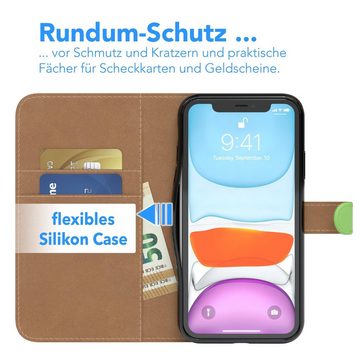 EAZY CASE Handyhülle Bookstyle Farbig für Apple iPhone 11, Schutzhülle mit Standfunktion Kartenfach Handytasche aufklappbar Etui