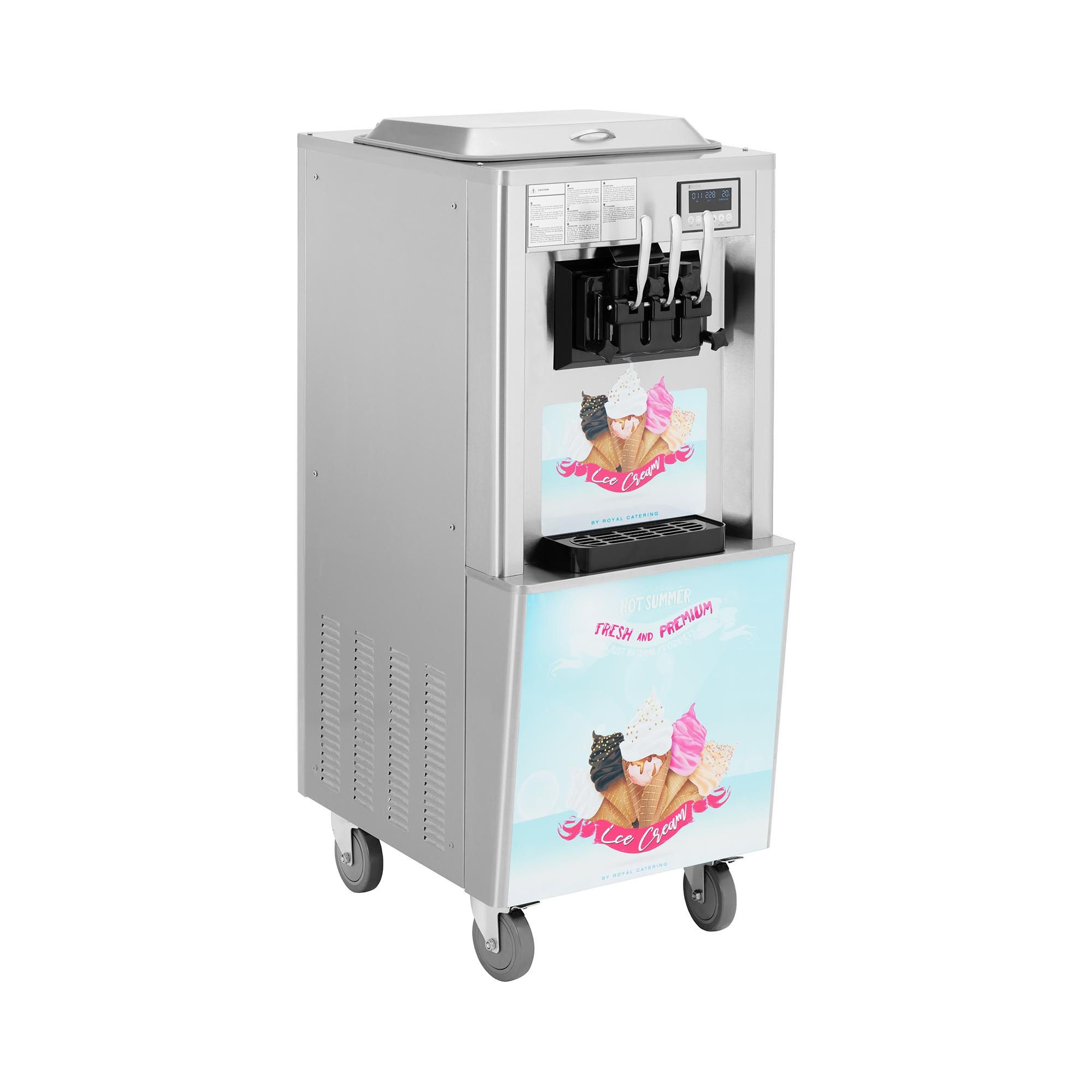 Royal Catering Eismaschine 33 l/h Softeismaschine Frozen Joghurt Sorbet Gastro 2140 W 3 Sorten, 2140 W