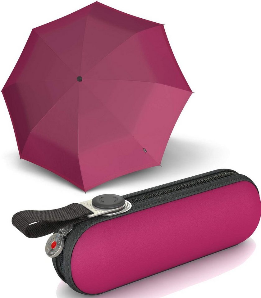 Knirps® Taschenregenschirm kleiner, leichter, kompakter Schirm für Damen, gut  geschützt durch das Hard-Case-Etui, Der Klassiker von Knirps, in  einzigartigen Designs, mit praktischem Etui