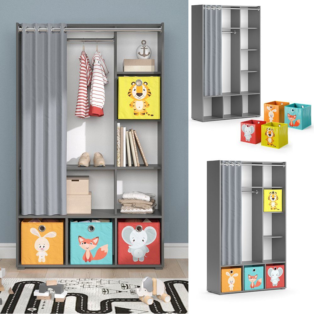 Vicco Kleiderschrank Luigi, Grau, 105.8 x günstig online kaufen