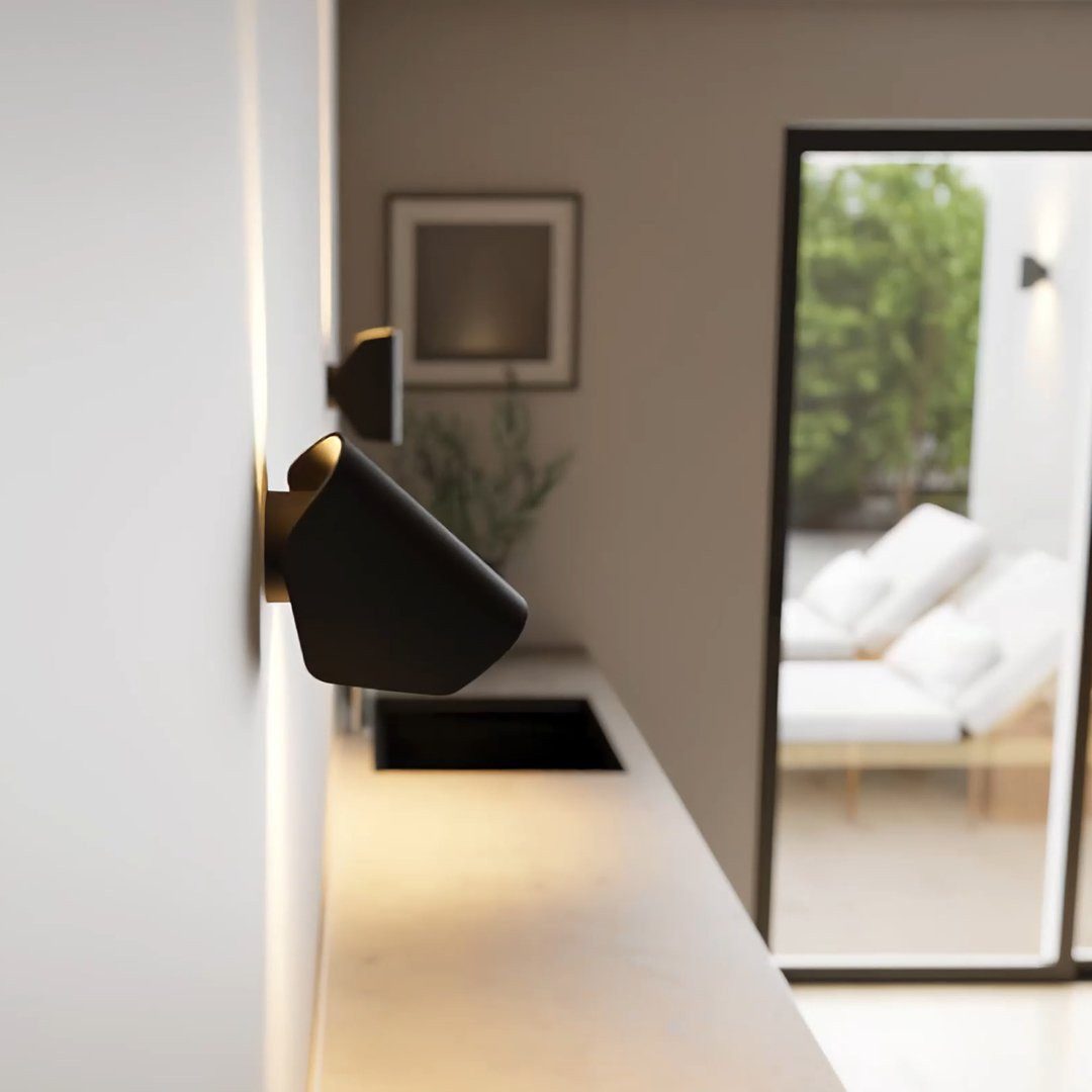 Neona LED Wandleuchte POLARIS Schwarz, Innovative 360° drehbares Leuchtelement und 45° Neigungsmöglichkeit, LED fest integriert, Warmweiß – Bild 5 von 5