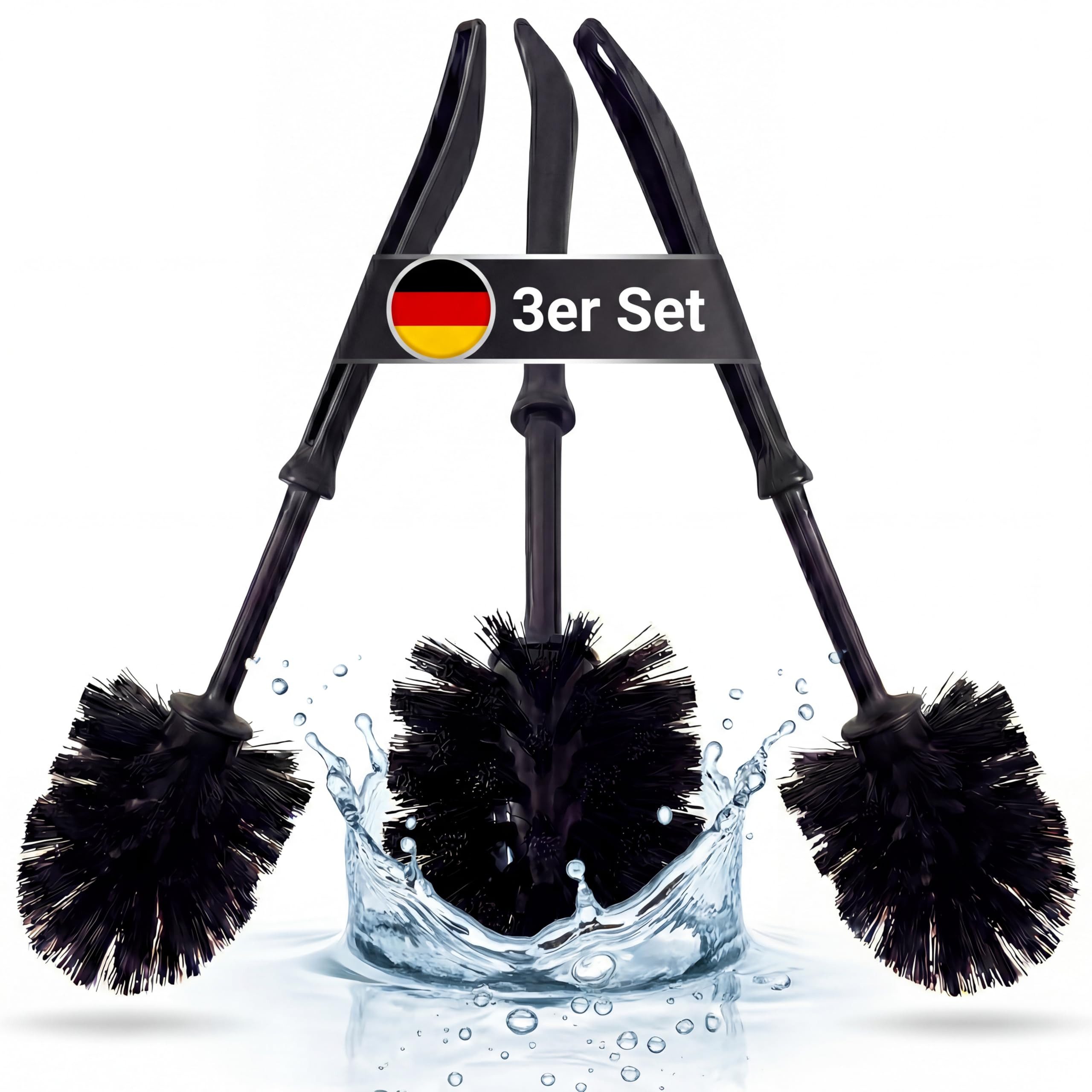 SHD WC-Reinigungsbürste WC Bürste, Klobürste, schwarze Toilettenbürste (3er Set) 35 cm, (Spar-Set, 3-tlg)