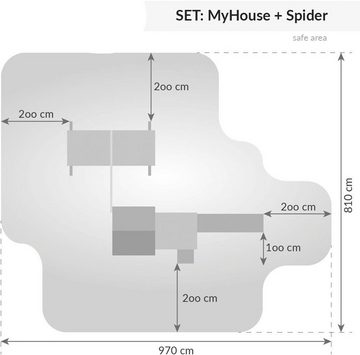 FUNGOO Spielturm My HOUSE Spider+, mit Schaukel & Rutsche, Klettererweiterung, Spielhaus, Sandkasten