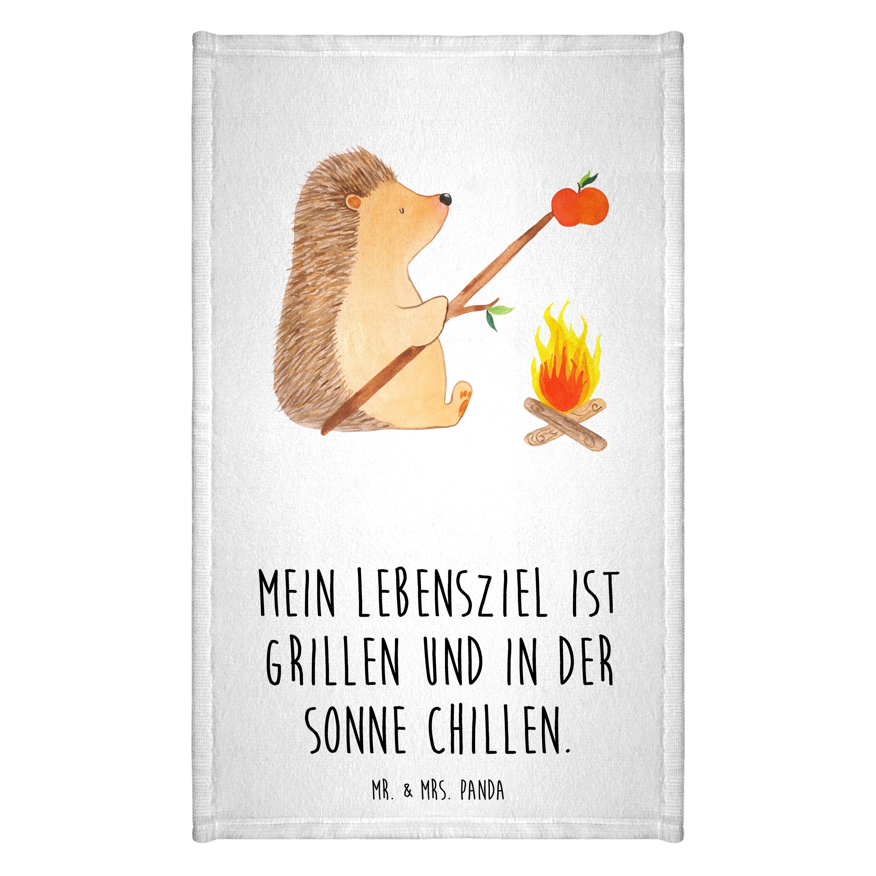 Handtuch Igel Grillen - Weiß - Geschenk, lustige Sprüche, Tiermotive, arbeitsl