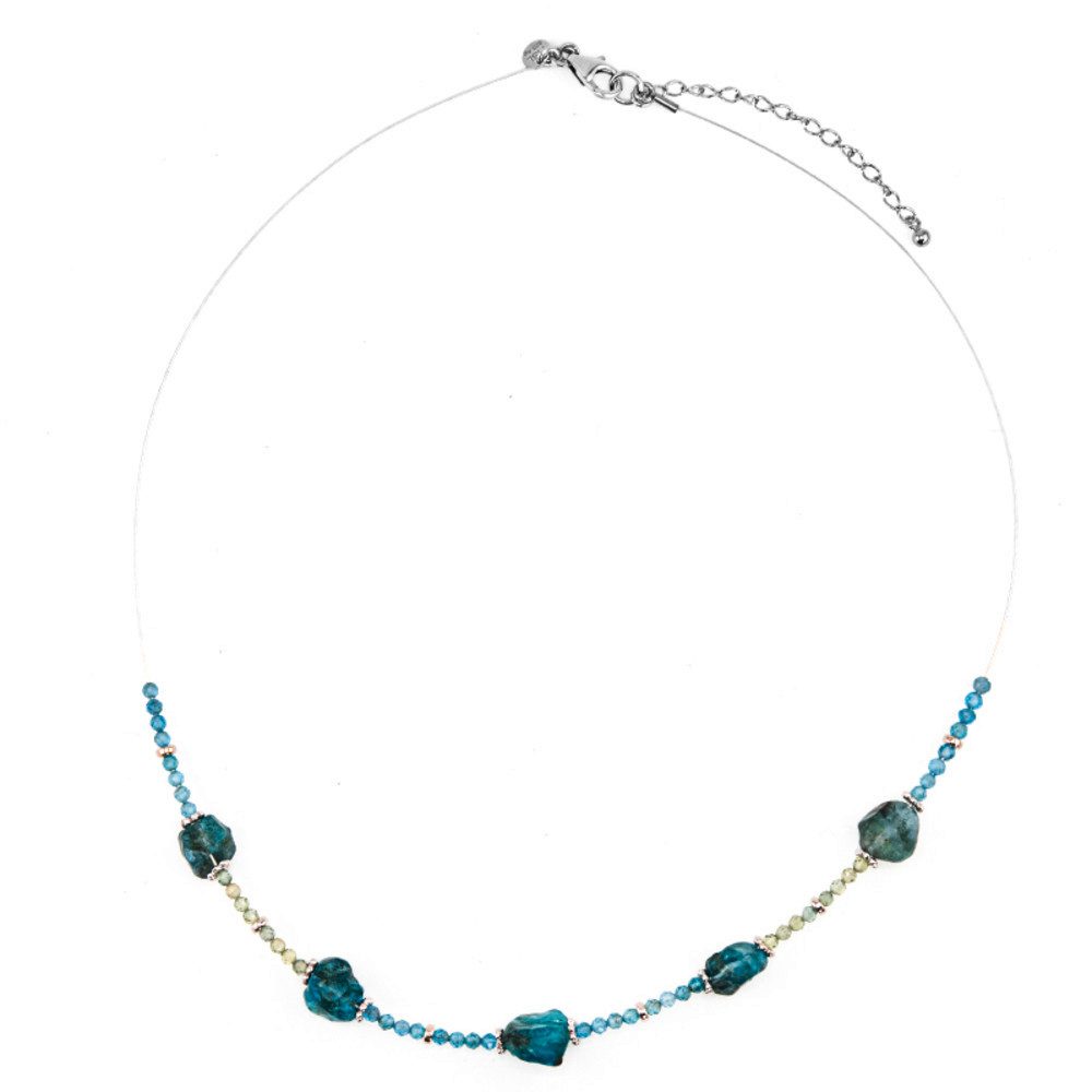 Cavill Collier Cavill Apatit Damen Kette 925 Silber Edelstahl Blau-Gelb 45-51 cm (1-tlg)