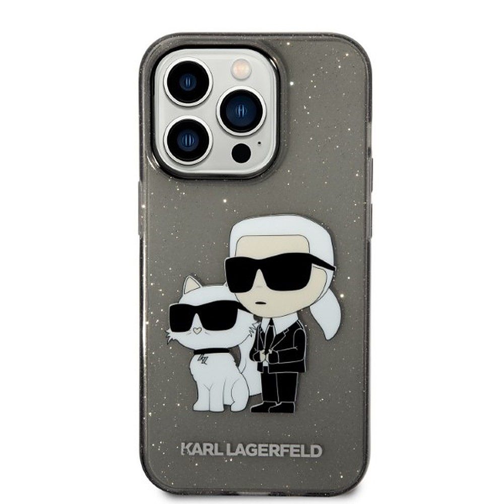 KARL LAGERFELD Handyhülle Schutzhülle Glitzerschale Handyschutz 6,7 Zoll, Glitzeroptik, Karl & Choupette Motiv, IMD-Technik