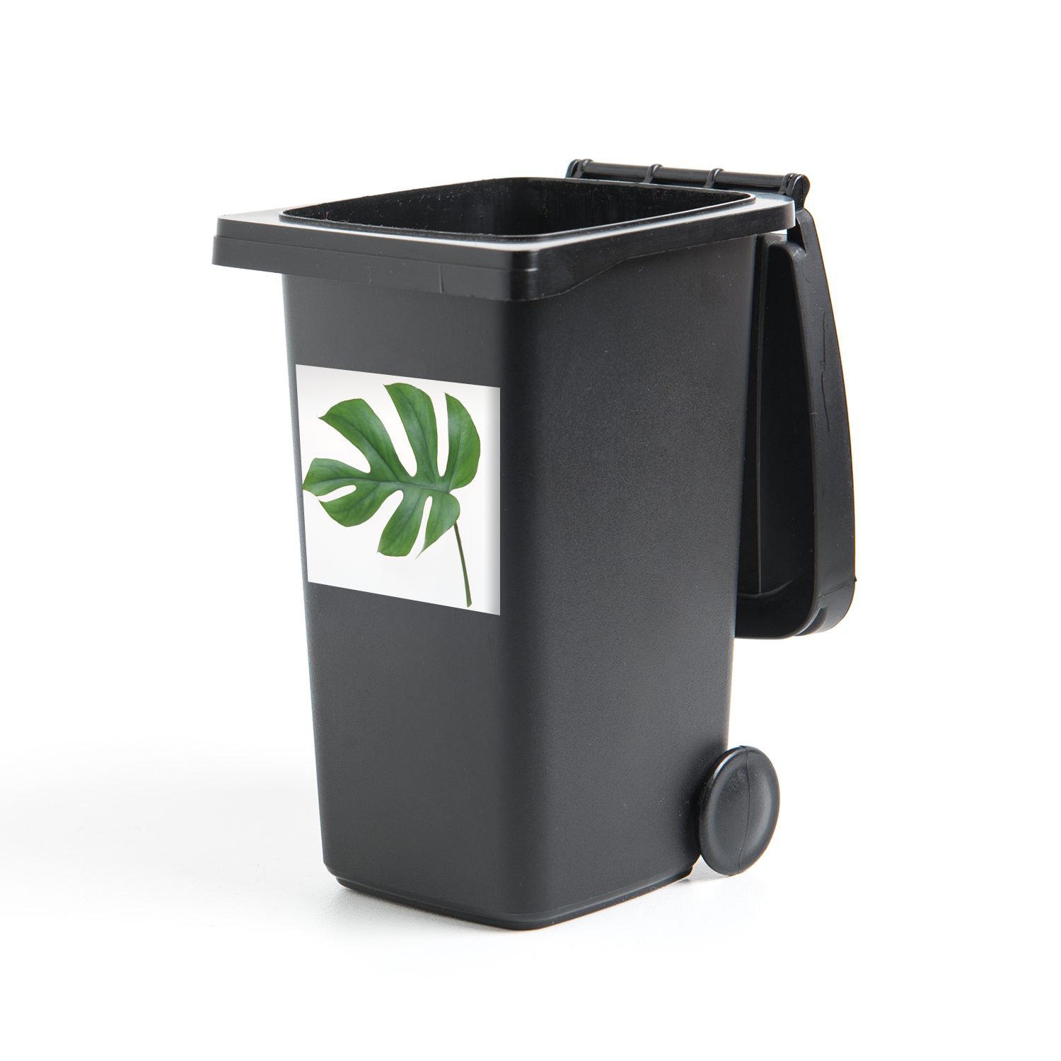 MuchoWow Wandsticker Botanisches Blatt Container, Abfalbehälter Mülleimer-aufkleber, Mülltonne, Hintergrund Sticker, St), auf (1 weißem