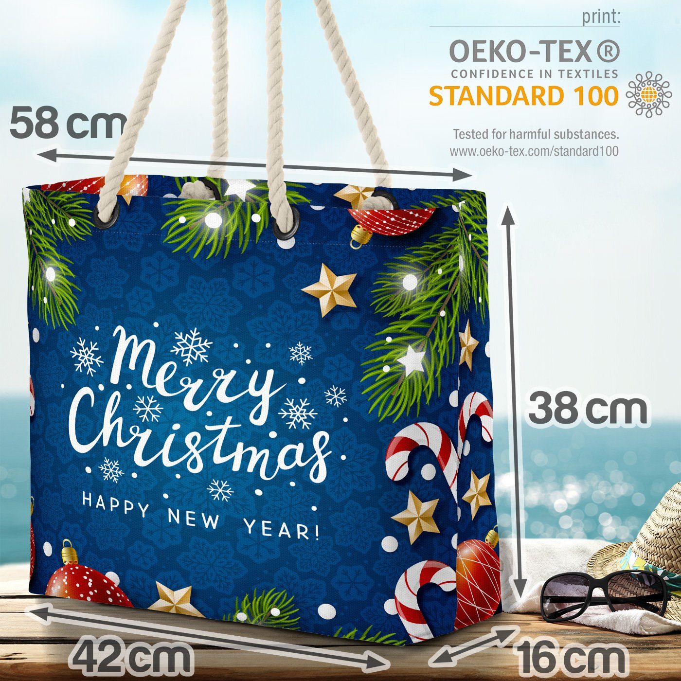 (1-tlg), Christmas VOID Weihnachten Deko Strandtasche Year Ste Dekoration Bag Beach Tannenzweig Dekoration