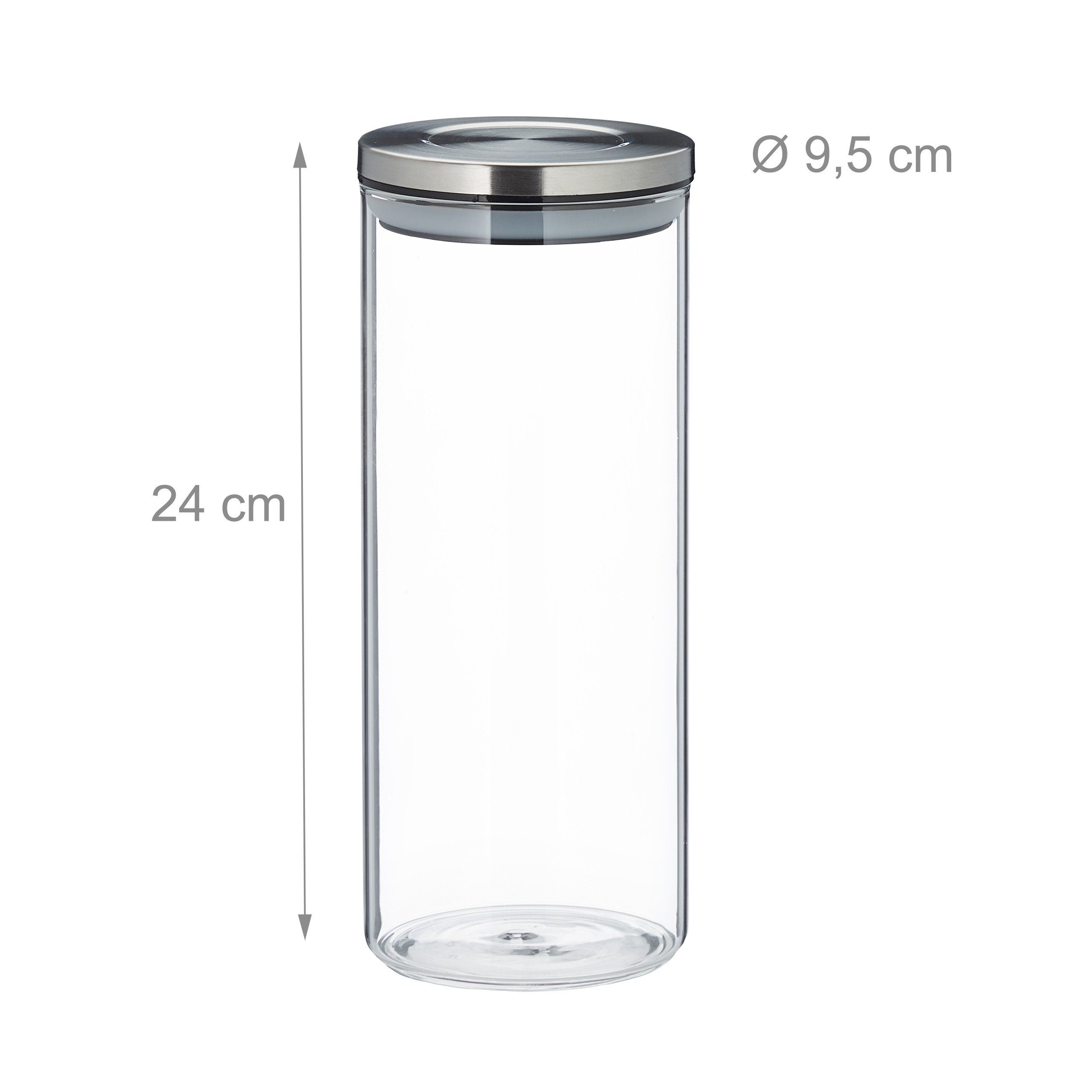 Vorratsglas Liter, 3er Glas 1,5 Vorratsglas relaxdays Set