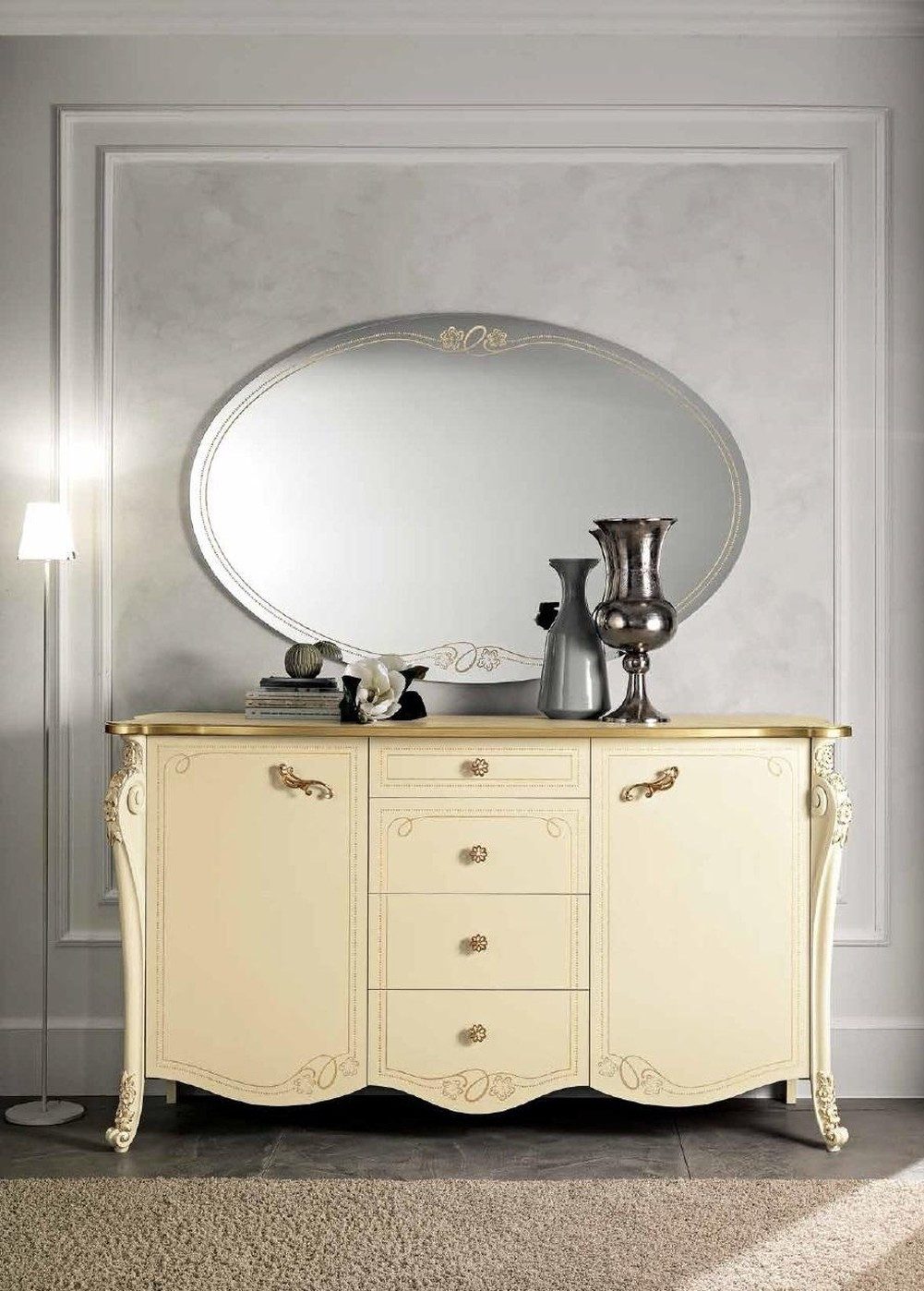 JVmoebel Зеркало Beige Art déco Wandspiegel – Eleganz für Ihr Zuhause, Made in Europa