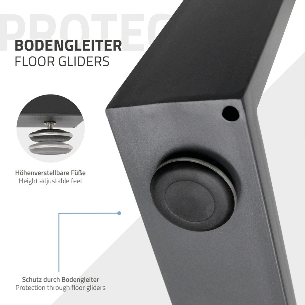 ECD Germany Tischbein 2x Tischkufen aus Vierkantprofilen aus pulverbeschichtetem Stahl, Tischgestell Bankkufen modernes Industriedesign Möbelfüße aus Metall – Bild 5 von 5