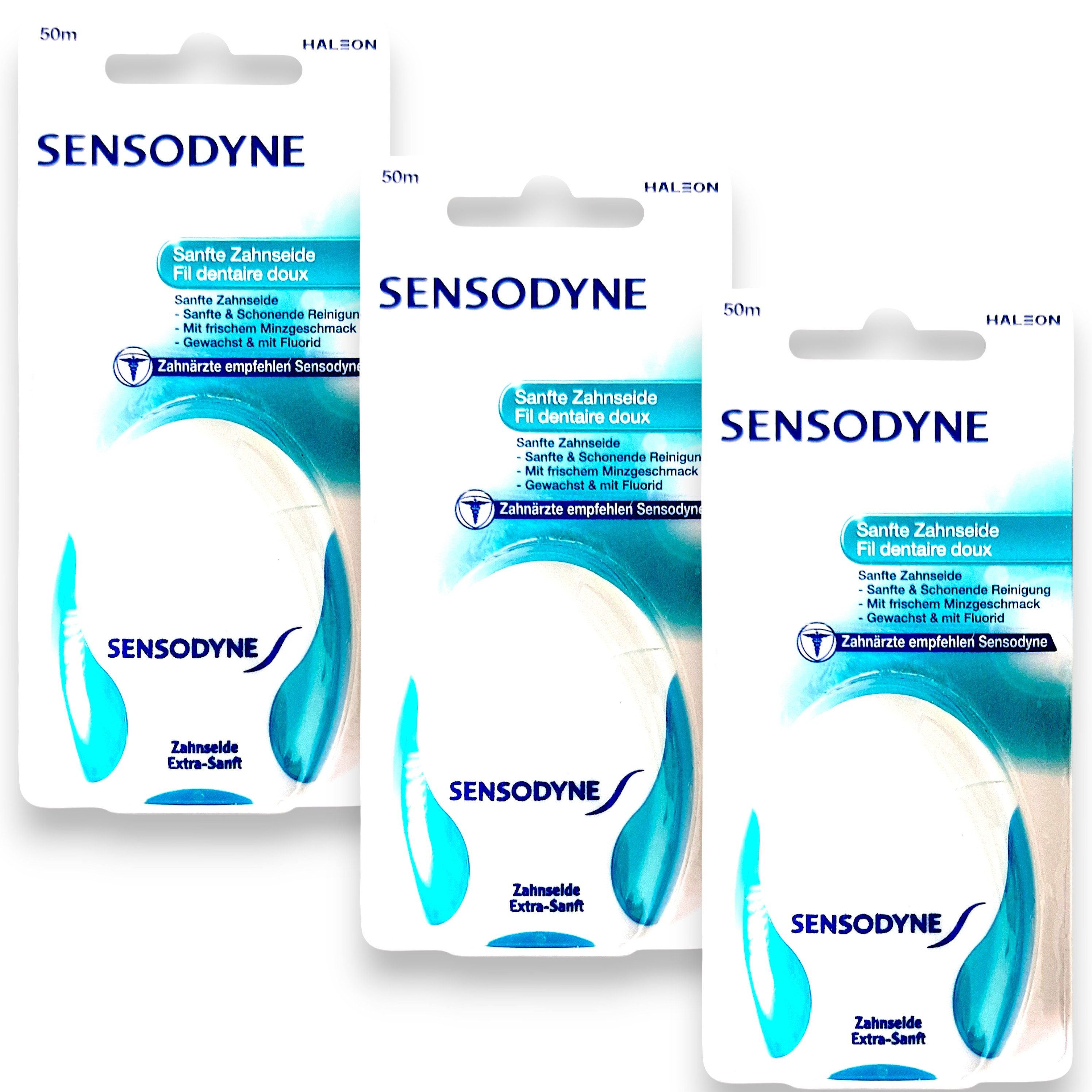 SENSODYNE Zahnseide 3x Sensodyne Zahnseide extra sanft - 3x 50m, (0-St)