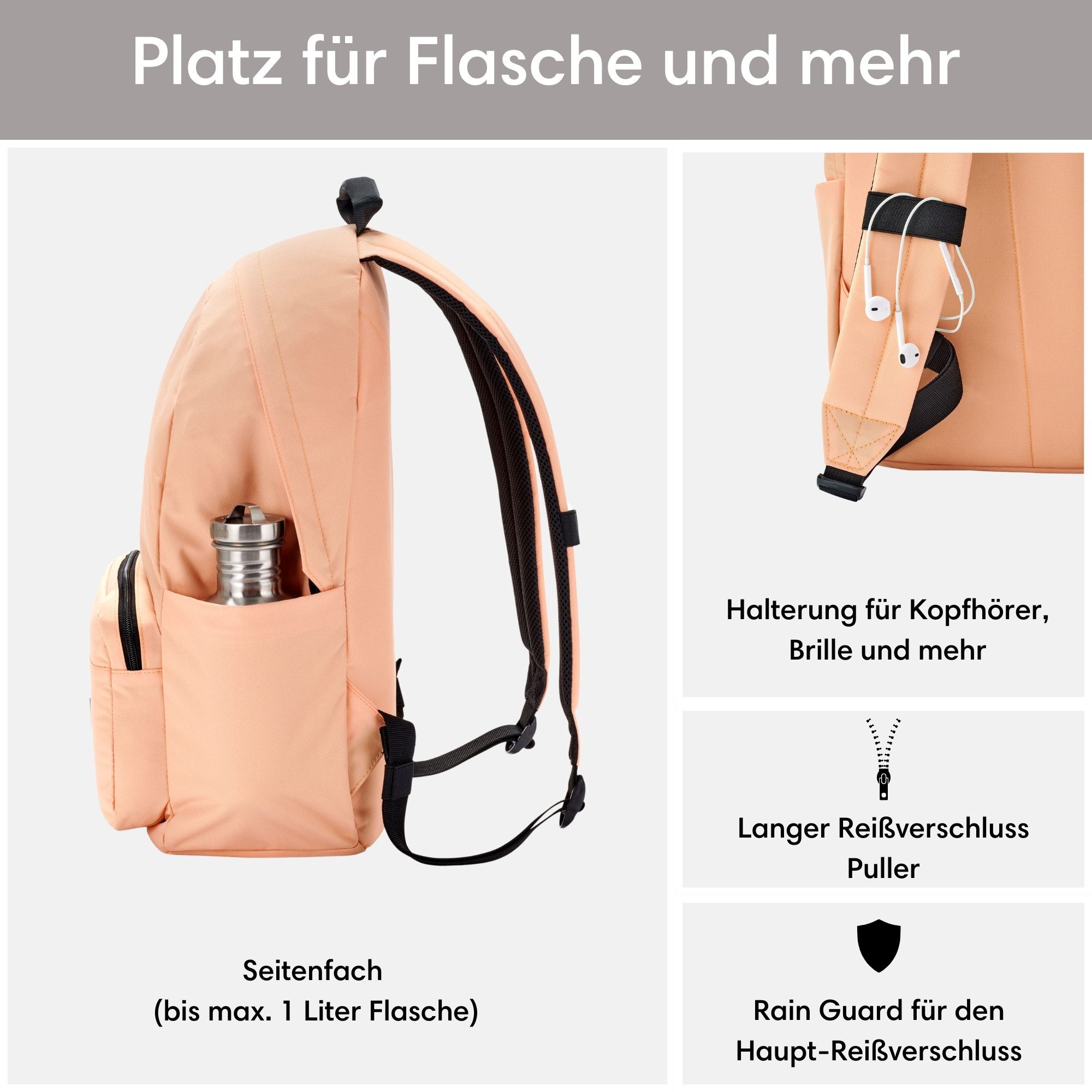 LARKSON Schulrucksack No 3 Rucksack Schule Mädchen Jungen Teenager (1-tlg), Seitentasche, Laptopfach, Wasserabweisend – Bild 4 von 5
