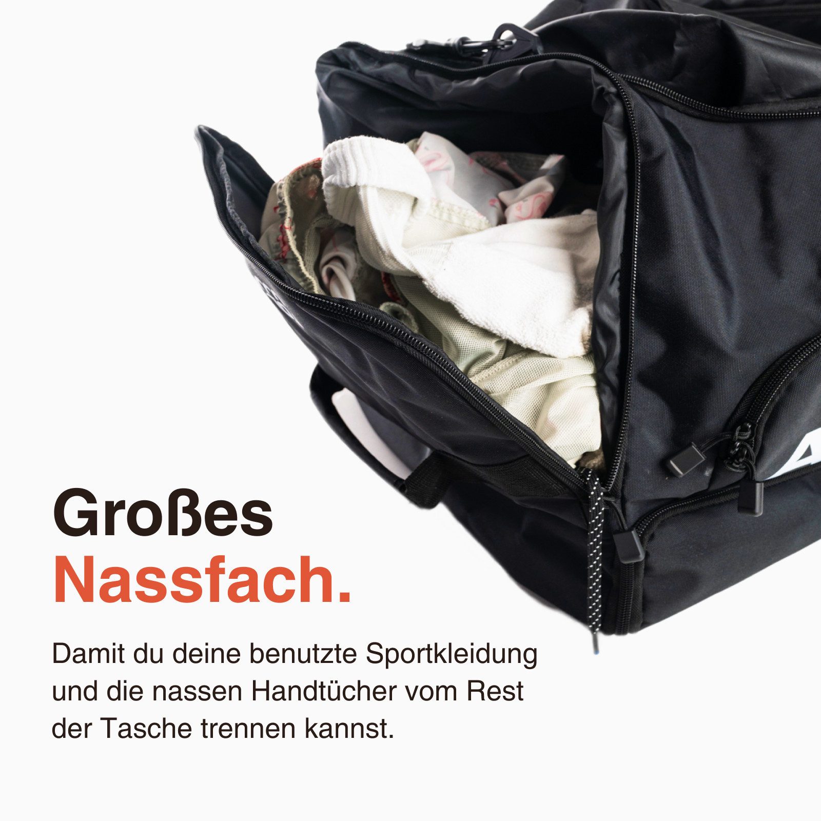 LODA sports Sporttasche trolley 75L - Sporttasche mit Rollen, Koffergriff & Rucksackfunktion, 60 cm (L) x 34 cm (B) x 37 cm (H), 75 Liter Volumen