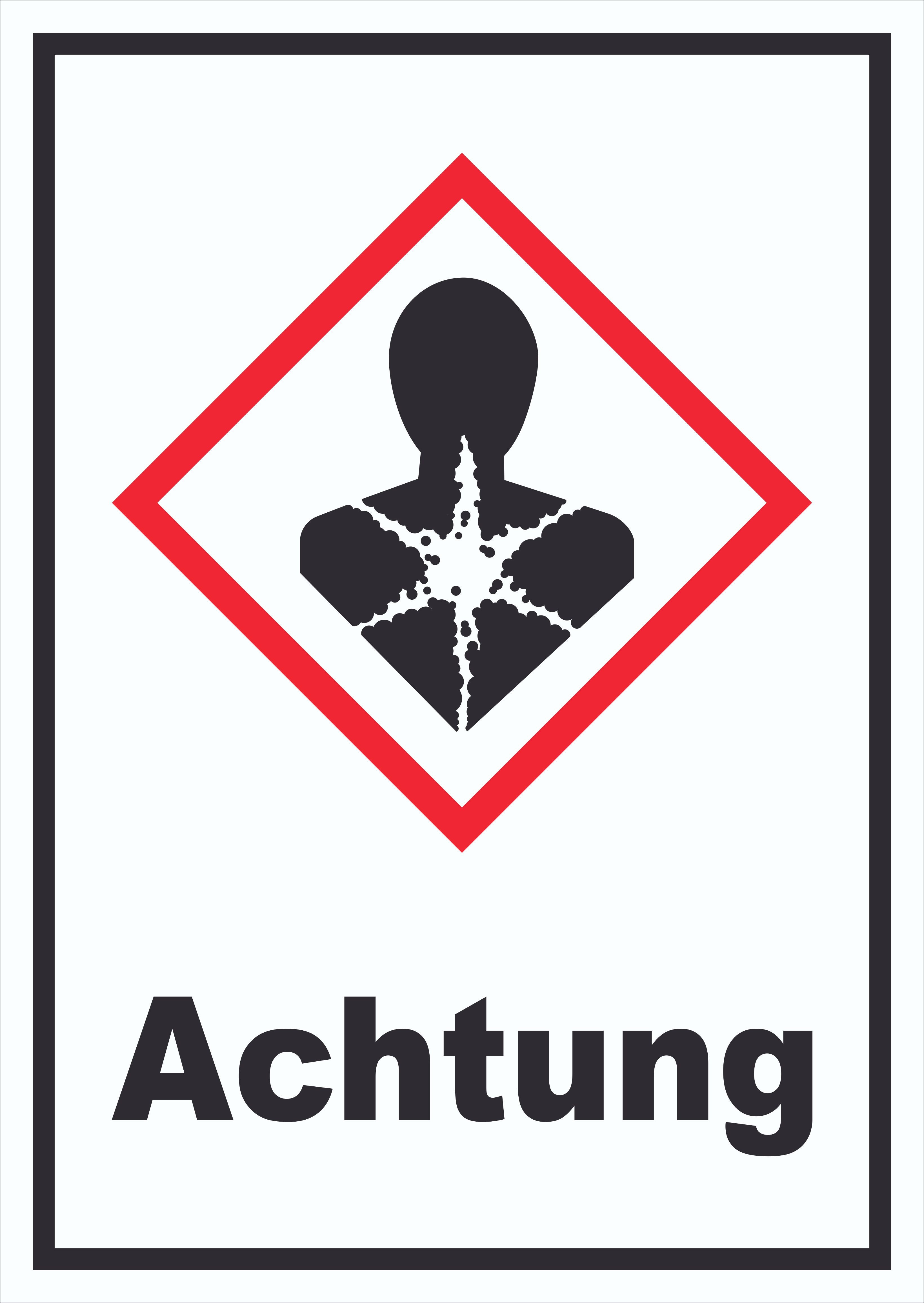 HB-Druck Hinweisschild Schild Gesundheitsgefahr Achtung Sensibilisierung der Atemwege, wetterfest, stabil, UV-beständig, kratzfest