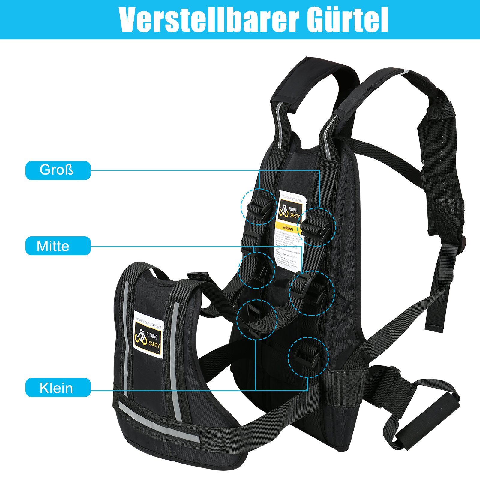 Motorrad Sicherheitsgurt, verstellbare Motorrad Fahrrad  Kindersicherheitsgurt-3