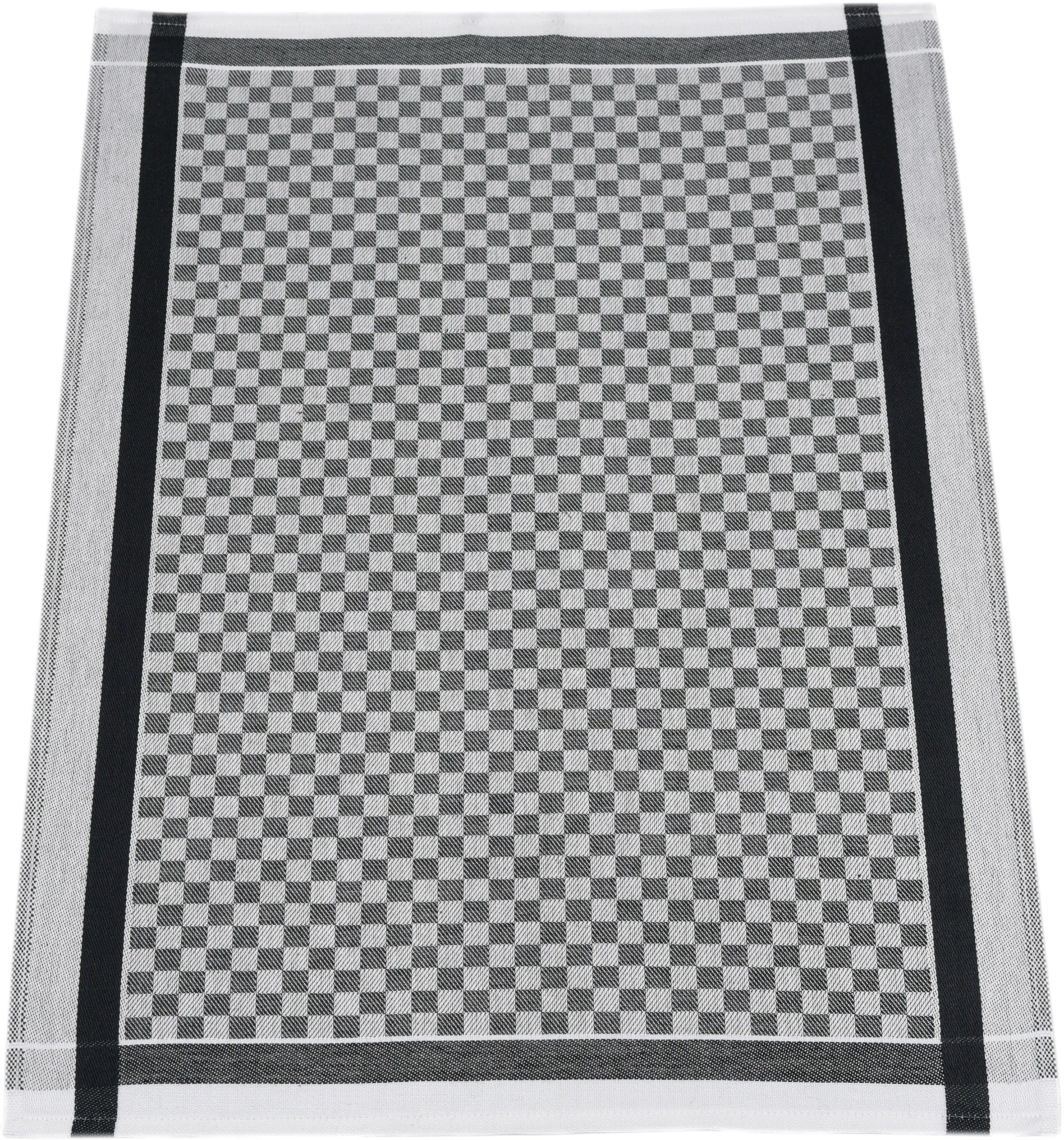 Küchen-Frottiertuch (Set, Geschirrtuch Geschirrtücher 3-tlg), ROSS 2 (Karodesign) Exclusiv, schwarz und (Streifen) 1x