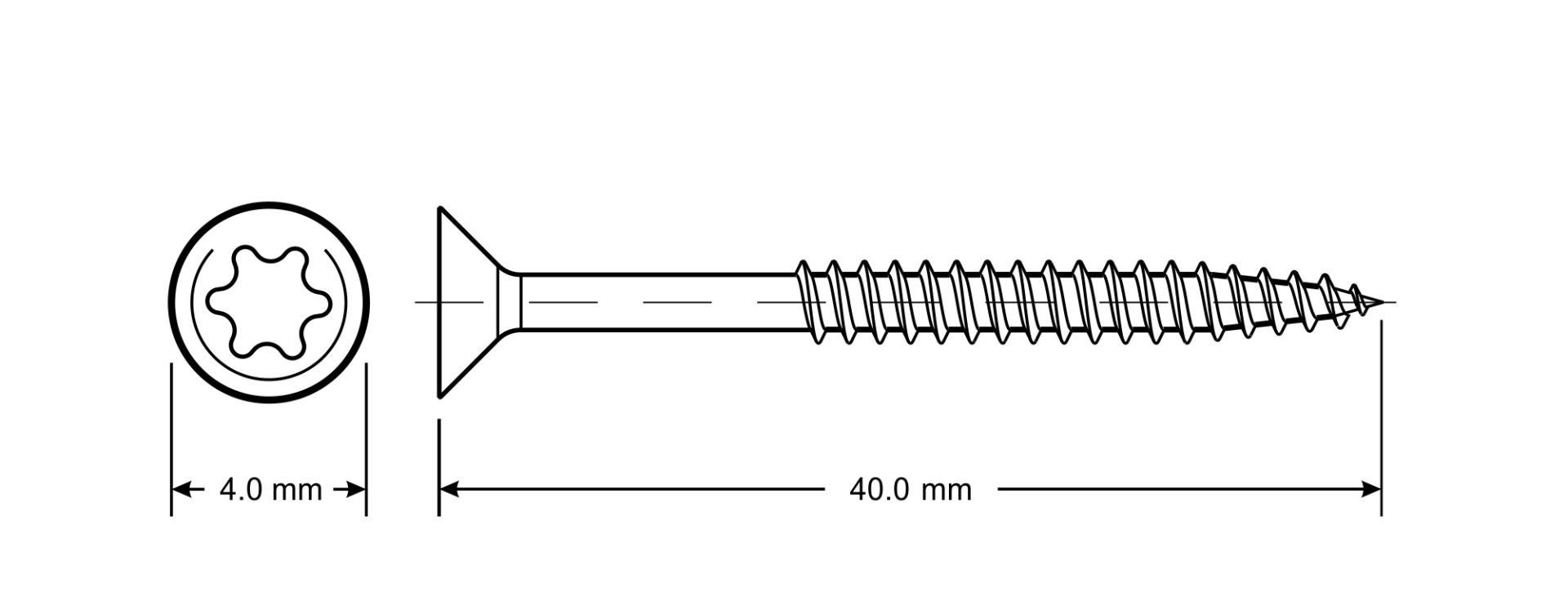 Primaster Holzbauschraube Primaster Spanplattenschrauben 4,0 x 40 mm TX20 -
