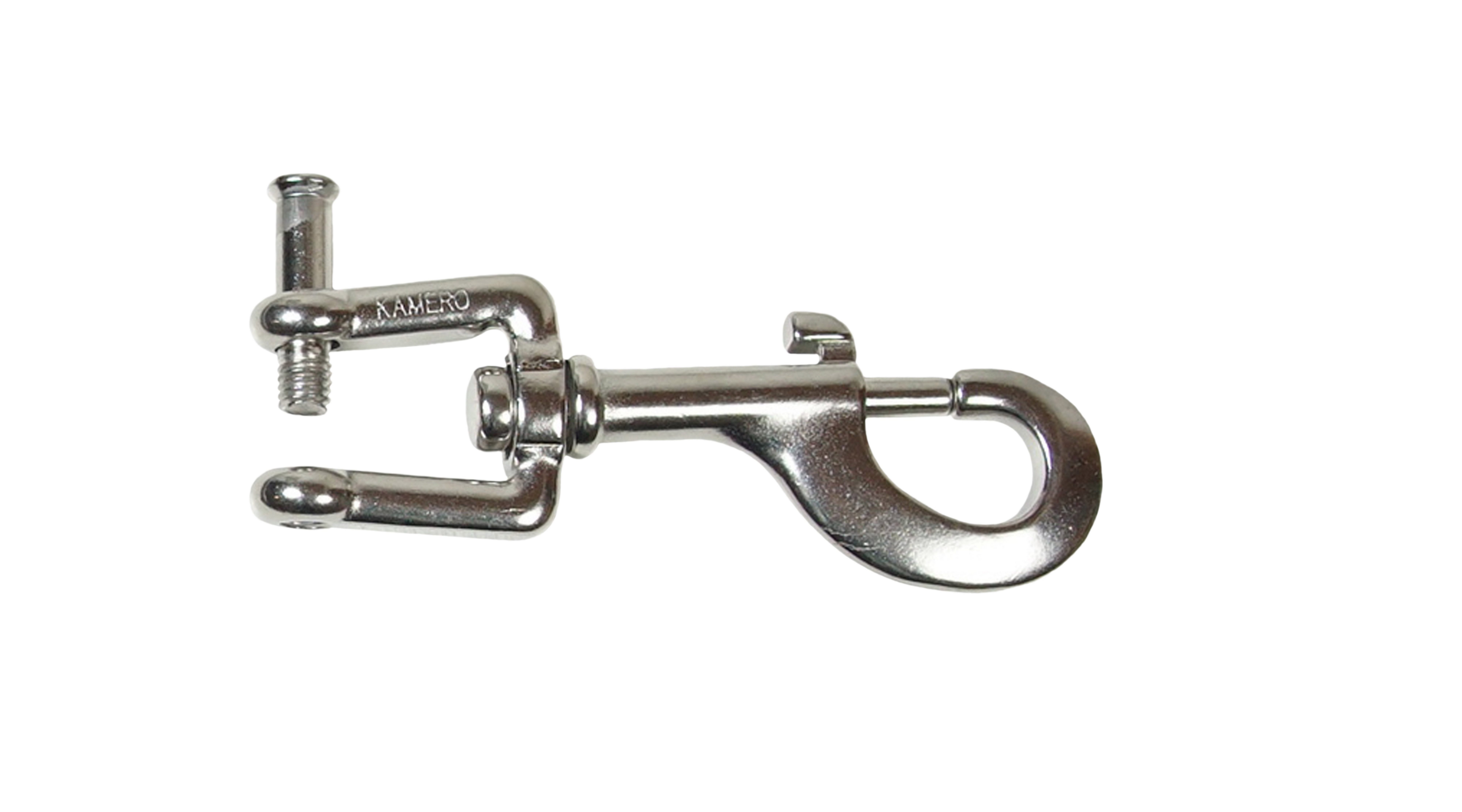 KAMERO Karabiner Edelstahl Wirbelkarabiner mit Federzug und Gabel mit Innensechskant, (mit drehbarer Gabel, verschiedene Größen), Edelstahl V4A