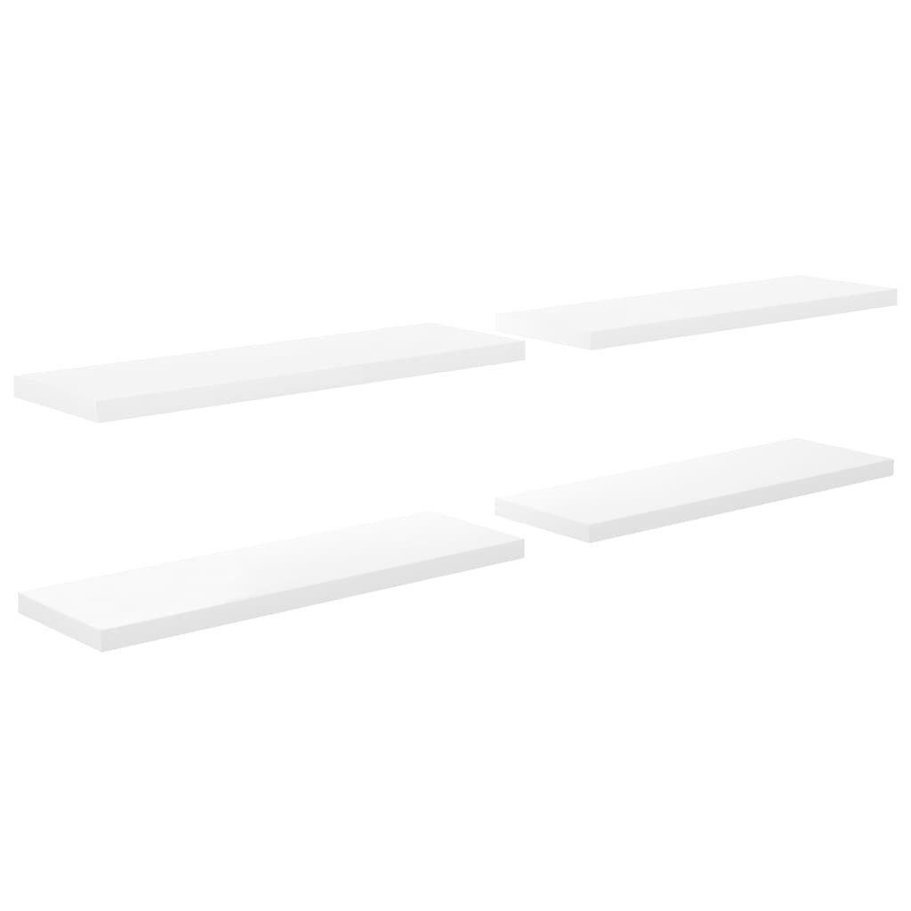 Wandregal Schwebende Wandregale 4 Stk Hochglanz-Weiß 120x23,5x3,8cm MDF
