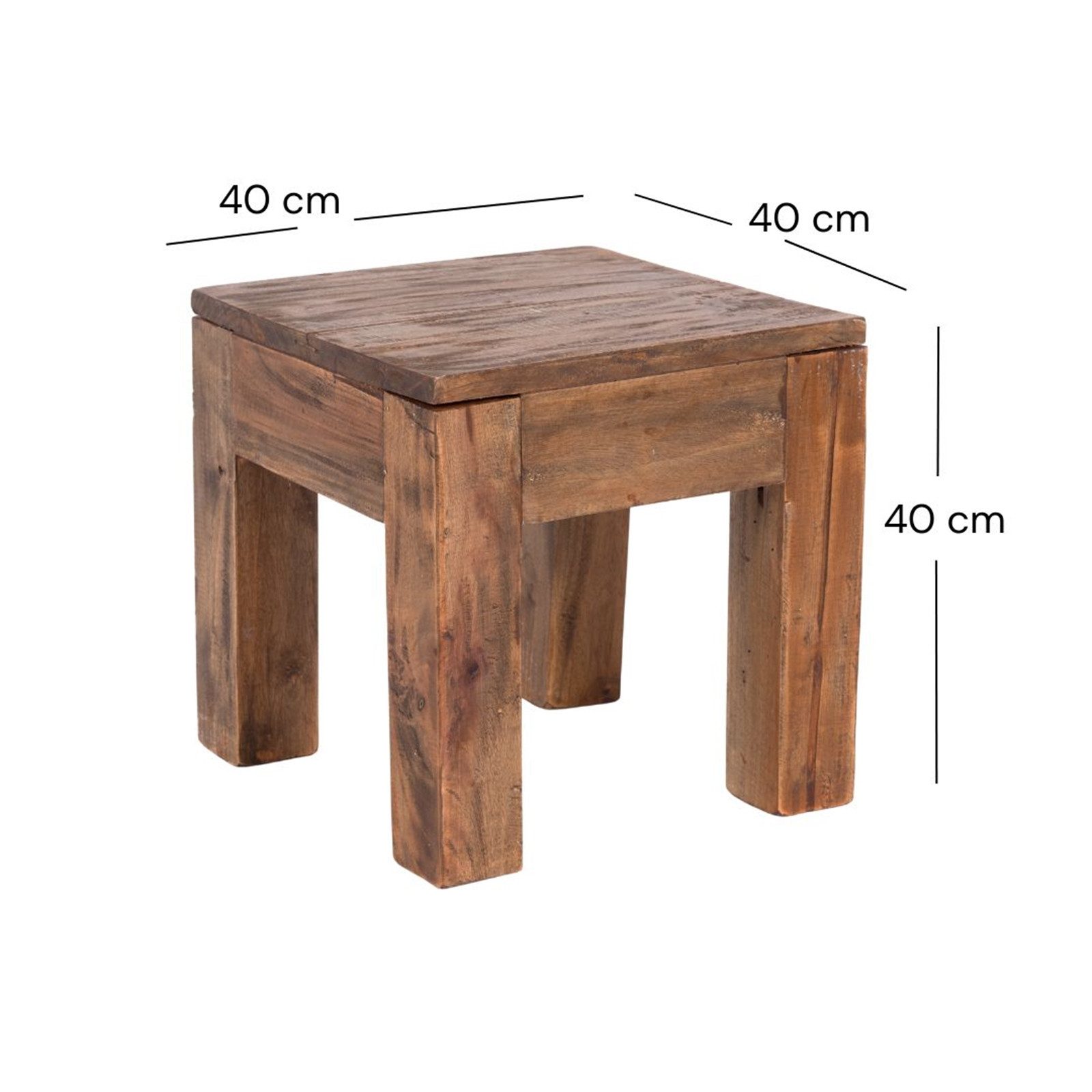 DESIGN DELIGHTS Beistelltisch Couchtisch "SQUARE 40", Altholz massiv, 40x40 günstig online kaufen