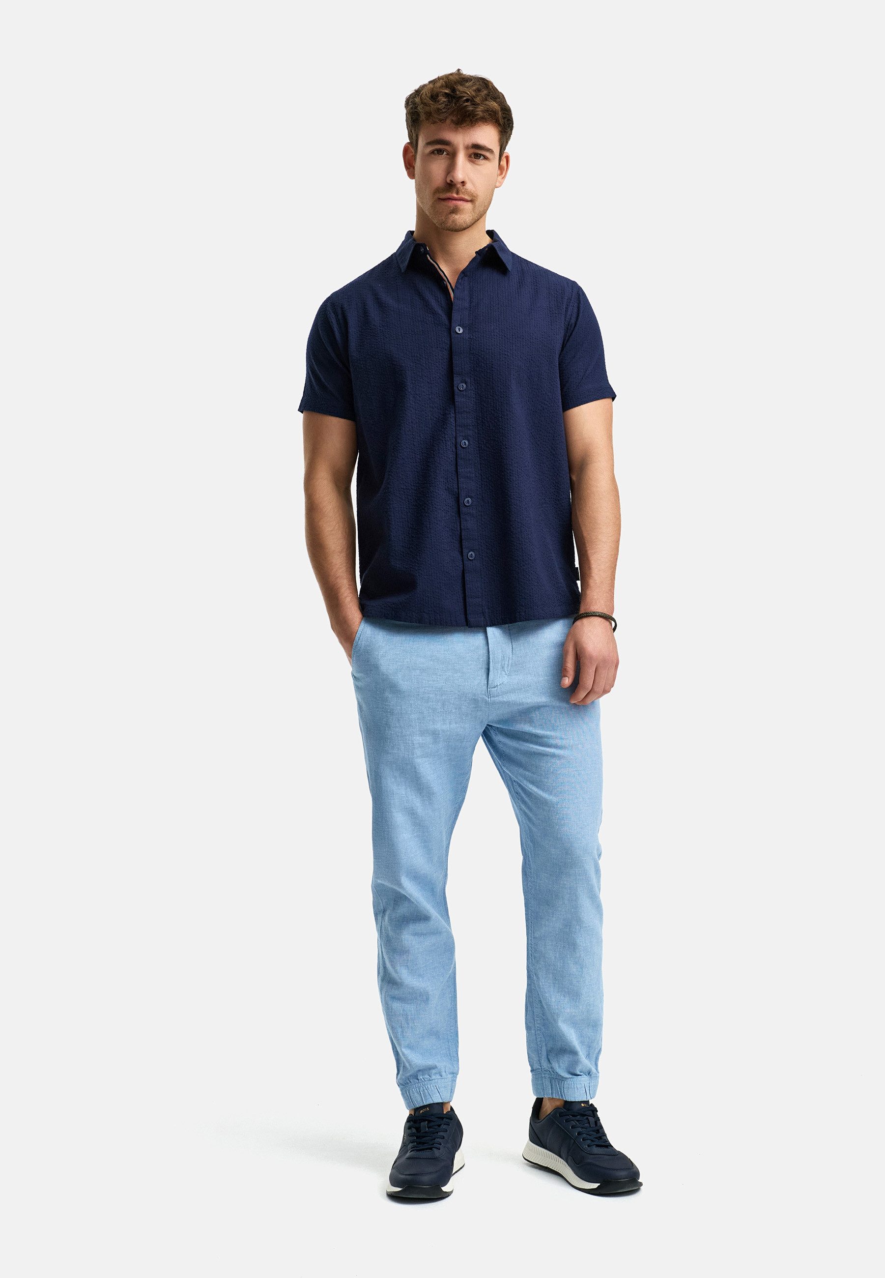 Indicode Leinenhose Herren Blnda Sommerhose Leinen Herrenhose samt dekorativem Gürtel aus Kordeln