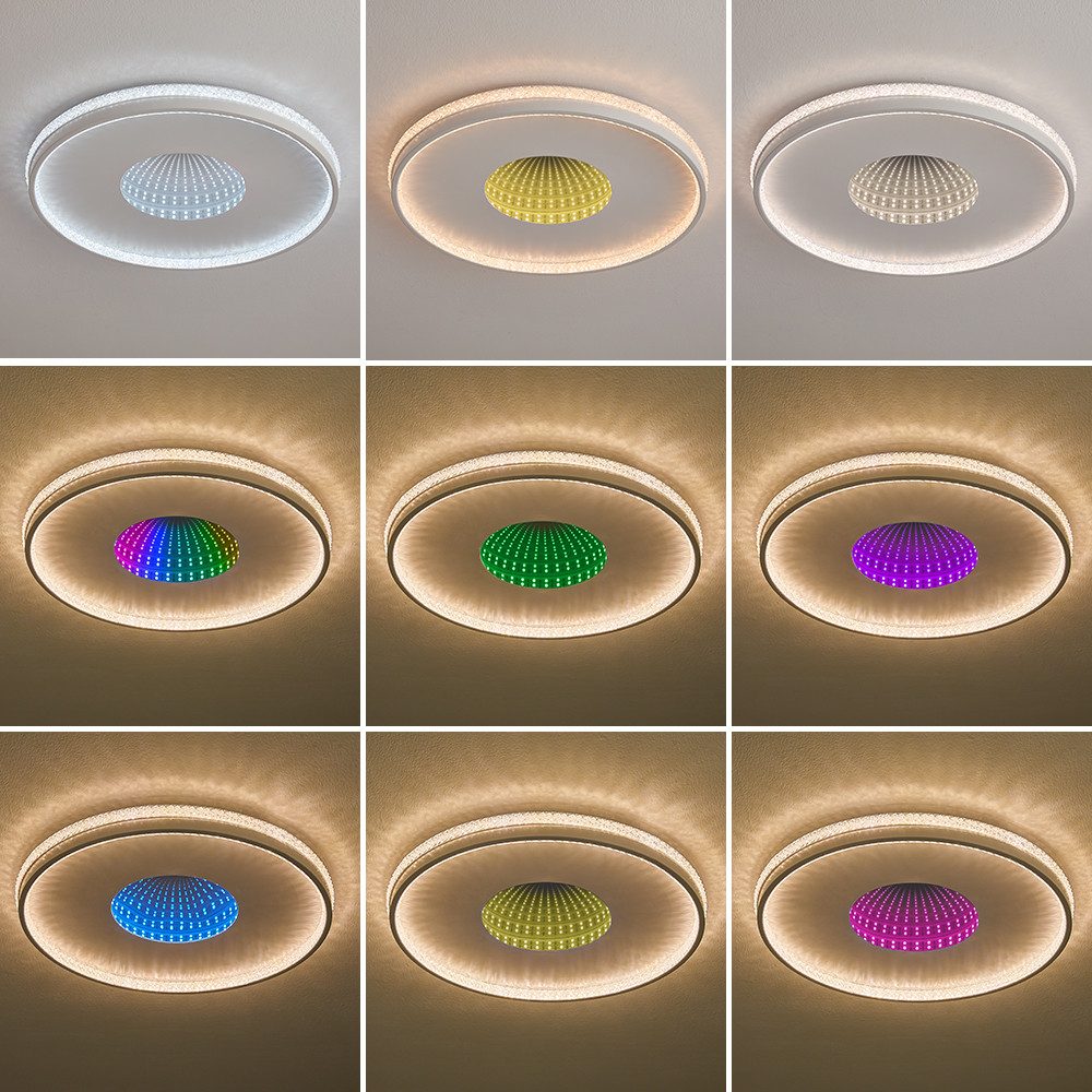 Eurohandisplay LED Deckenleuchte dimmbar LED Deckenleuchte Infinity RGB Fernbedienung 3D Tunneleffekt, LED fest integriert, RGB, Warm- bis Kaltweiß, 3D-Infinity