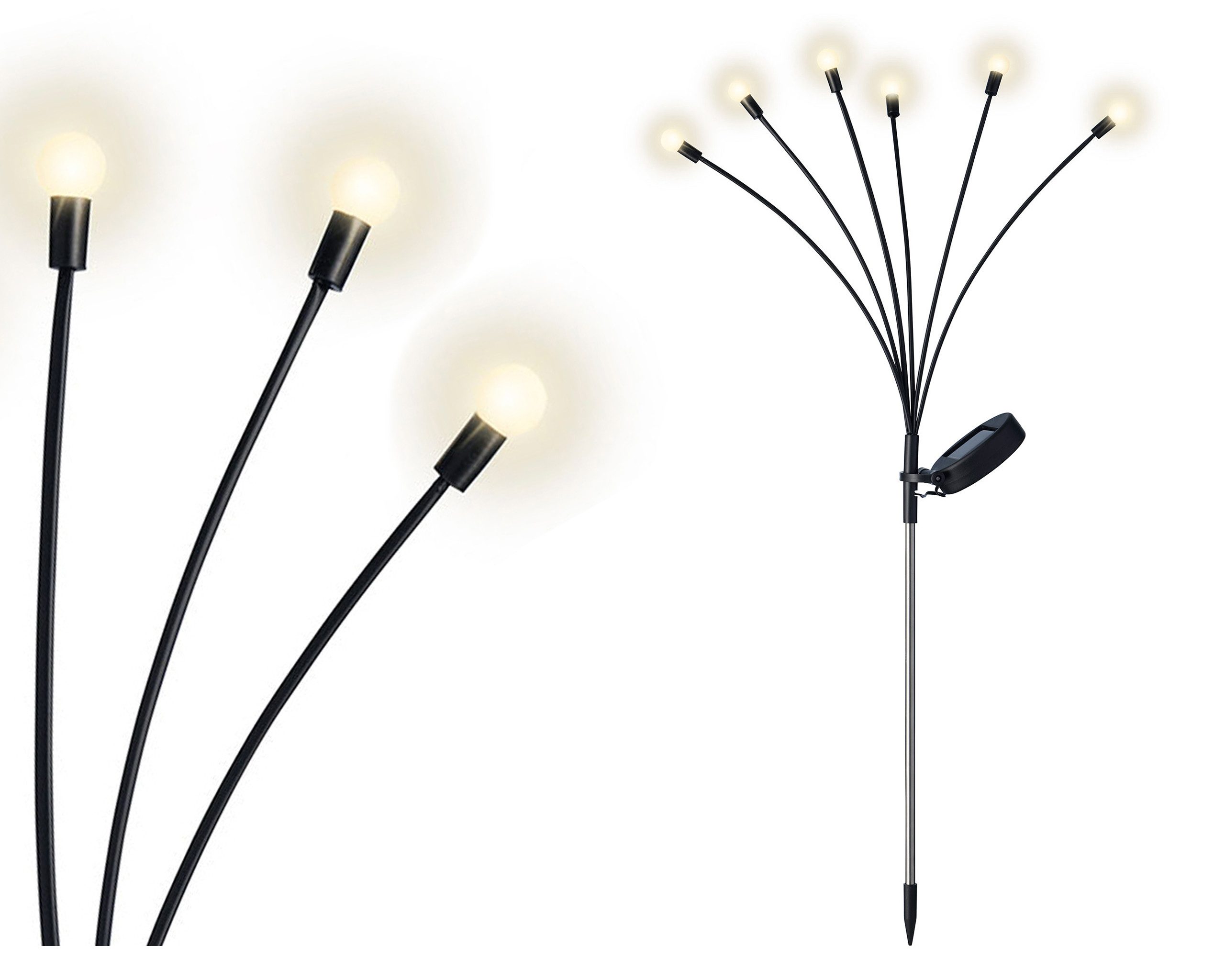 Lumineo LED Solarleuchte, warmweiß, Solar Stabbeleuchte 6 LEDs Outdoor Plastik 70cm 6h Betrieb Warmweiß