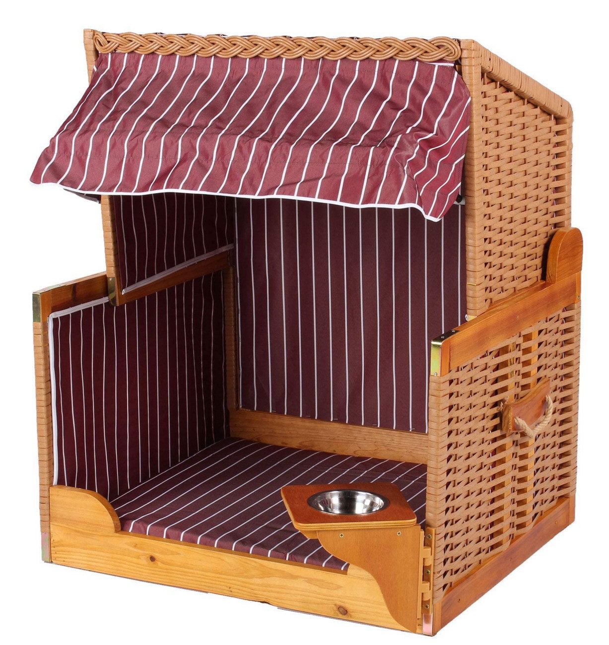 EBUY Haustierstrandkorb Sonnenschutz-Strandstuhl für Hunde und Katzen mit Futterbecken