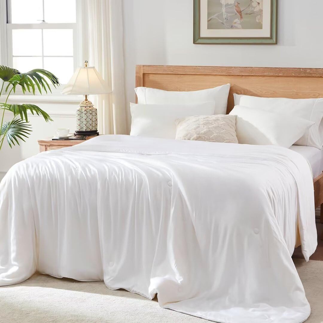 Elemuse Sommerbettdecke Kühldecke, Sommerdecke, Leicht Luxuriöse Selbstkühlende Decke, Füllung: 30% hochwertig Sojafaser und 70% Polyester, Sommer Weich Bambusfaser Wohndecke