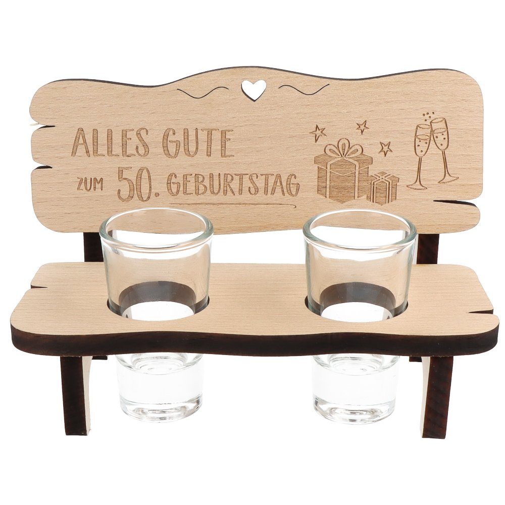 Spruchreif® Trinkschale Schnapsbank mit Gravur · Schnapsbank mit 2 Gläsern – Bild 2 von 3