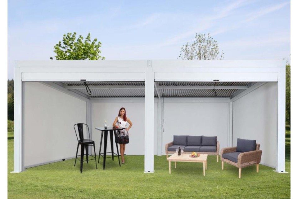 MCW Pergola Pergola 6x3m Lamellendach Pavillon Seitenwände Lamellen Alu 10x10cm