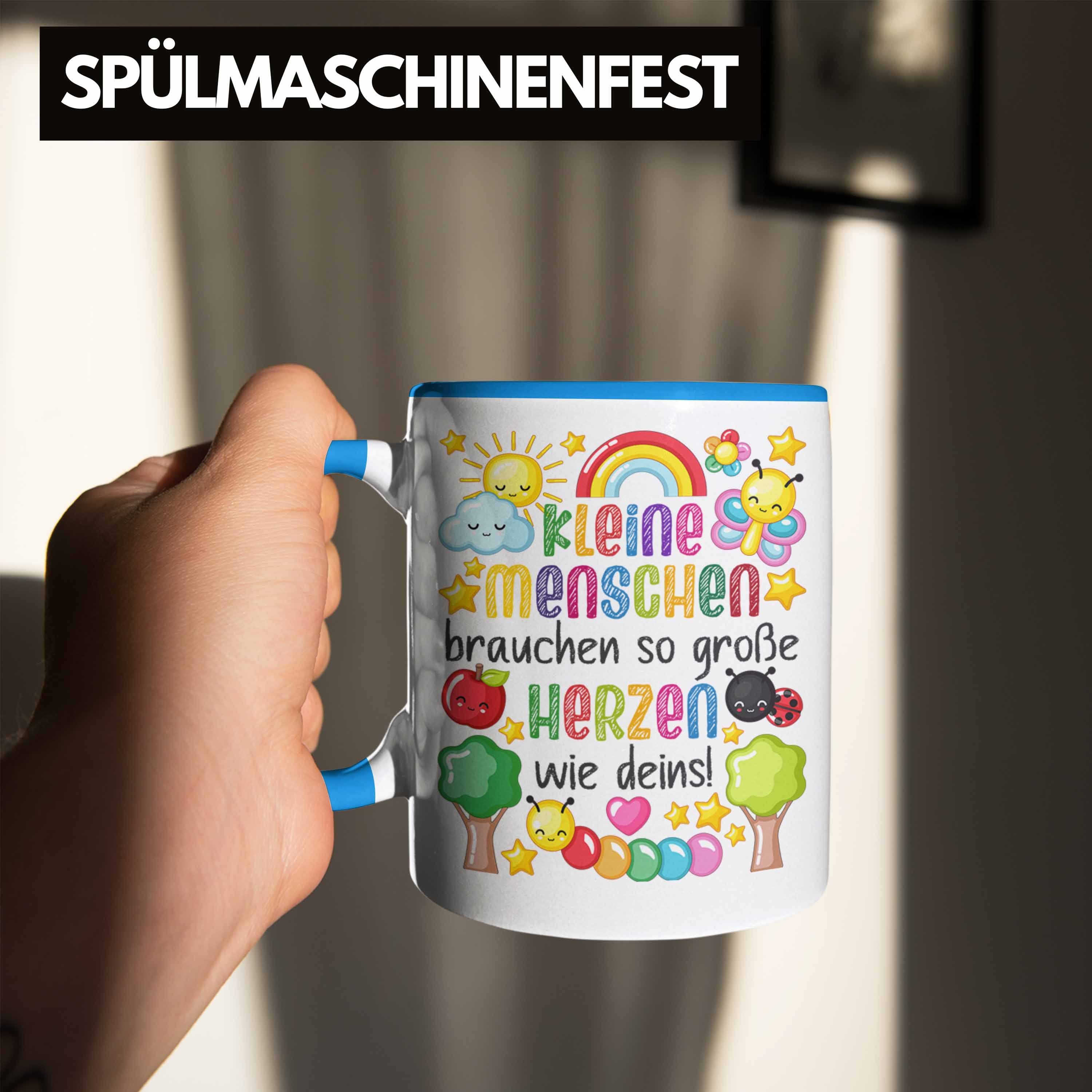 Tasse Brauchen Erzieherin Menschen Blau Trendation Kleine Danke Dankeschön Dein Trendation Geschenk Herz Kindergärtnerin Spruch - Abschiedsgeschenk Tasse Beste