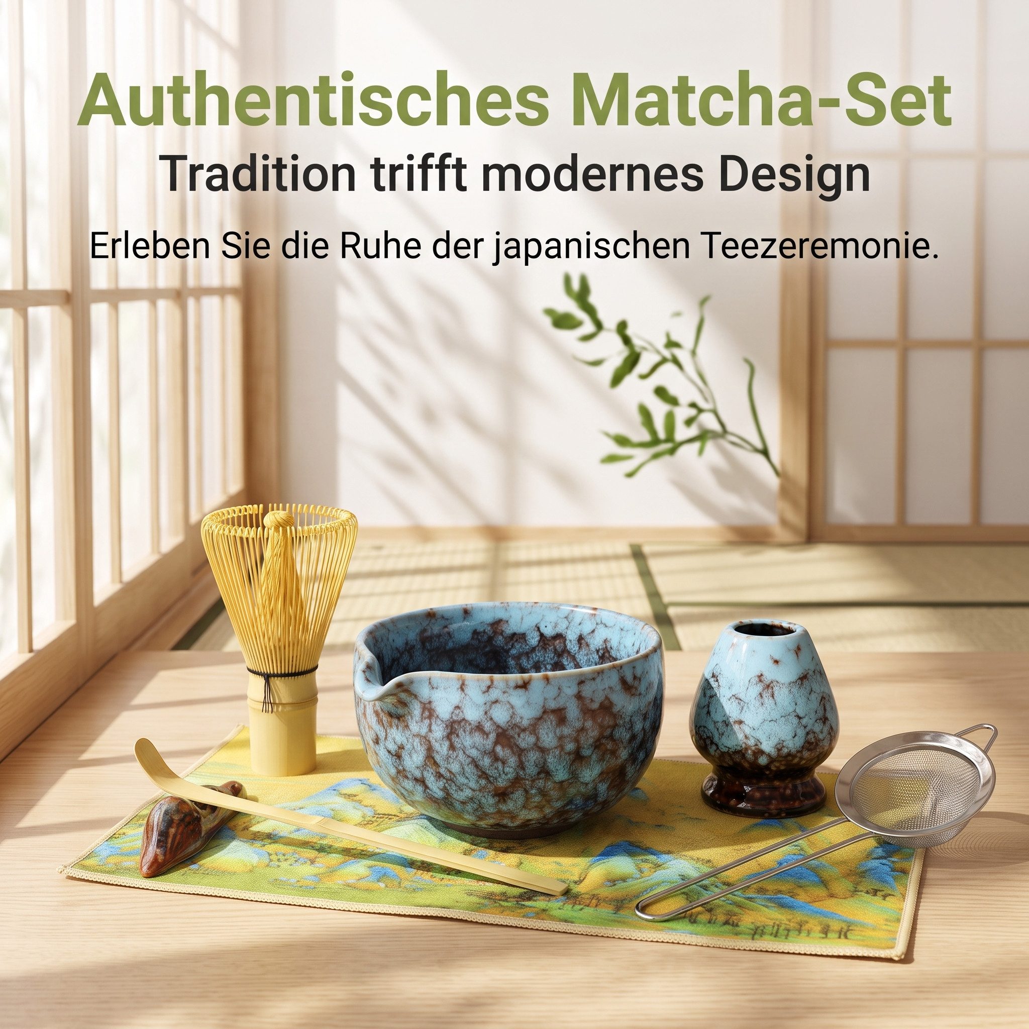 SURFOU Teeservice Matcha Set 7-teilig mit Schale Bambusbesen Sieb Zubehör (7-tlg) – Bild 2 von 5
